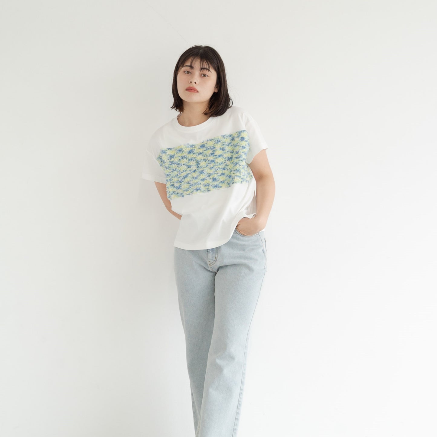 Fancy yarn splice T-shirt