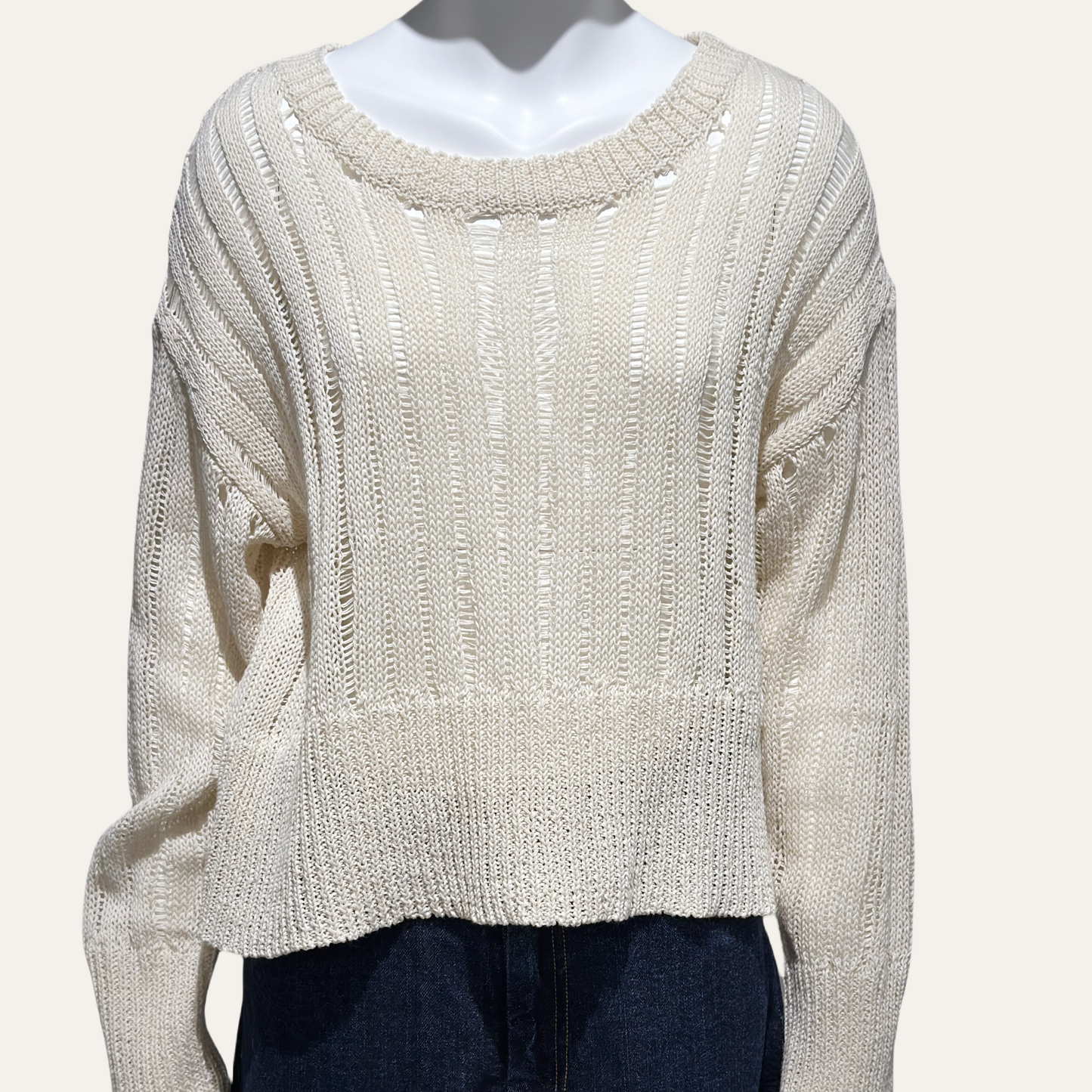 3G uneven mesh cropped knitted pullover
