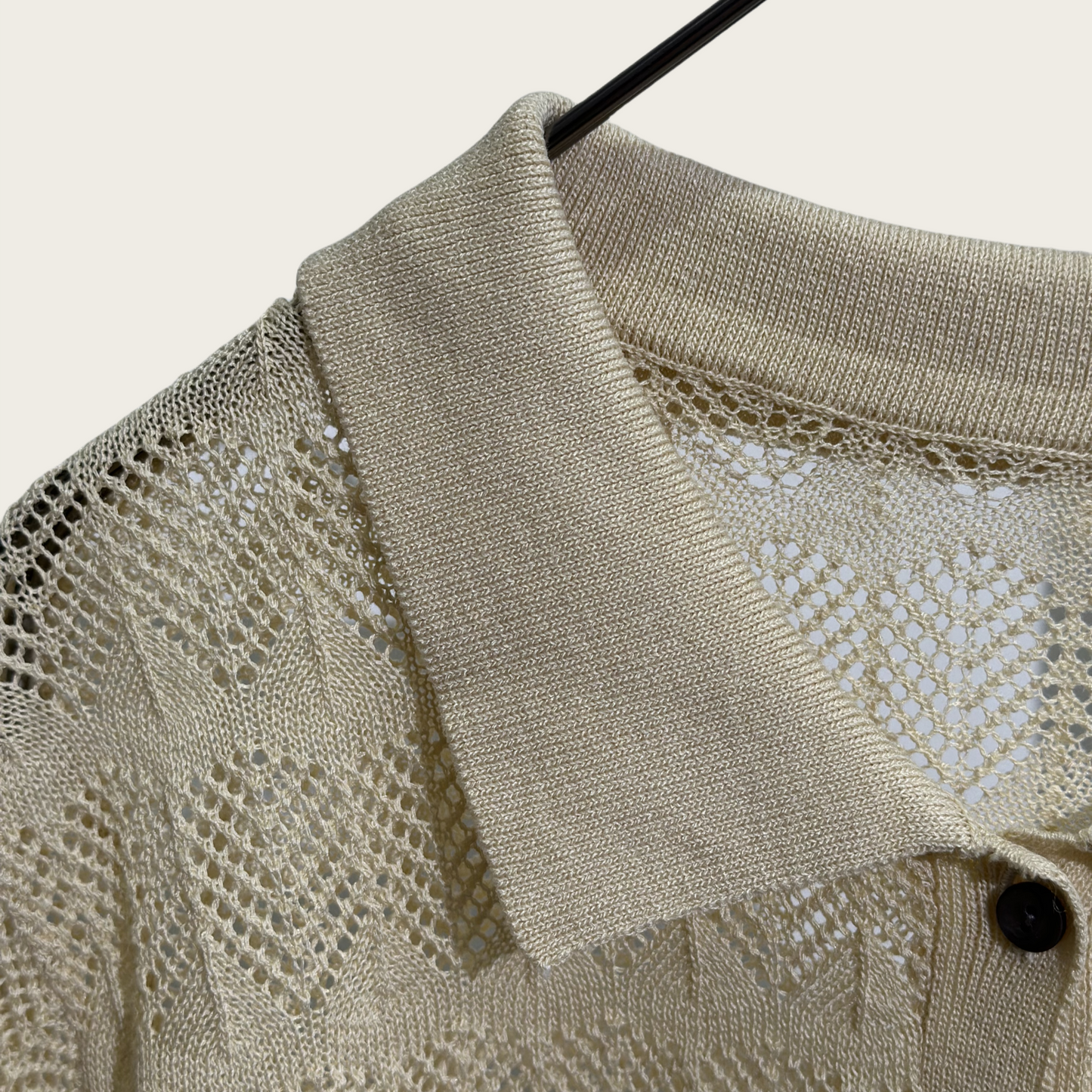 12-gauge lace knit cardigan with a collar