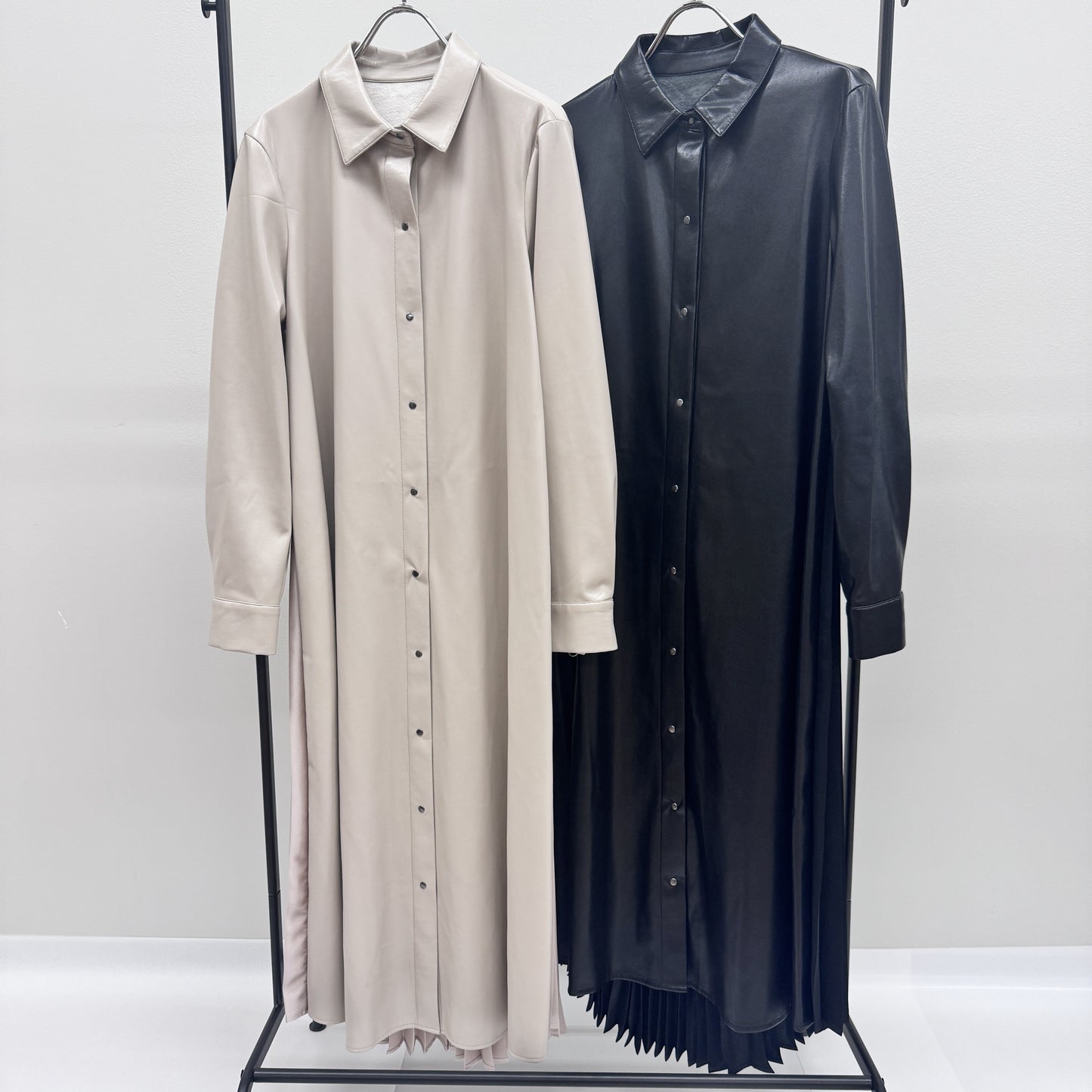 Eco-Leather Long Shirt One Piece