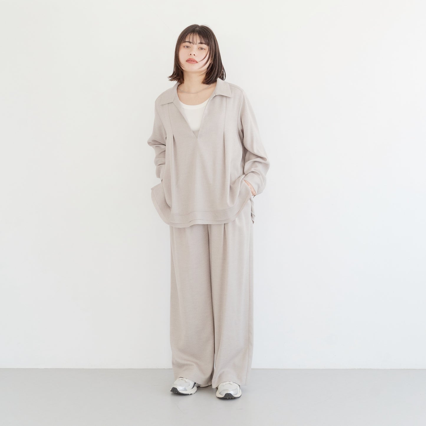 Japanese fabric Alicia Lino wide-leg casual pants