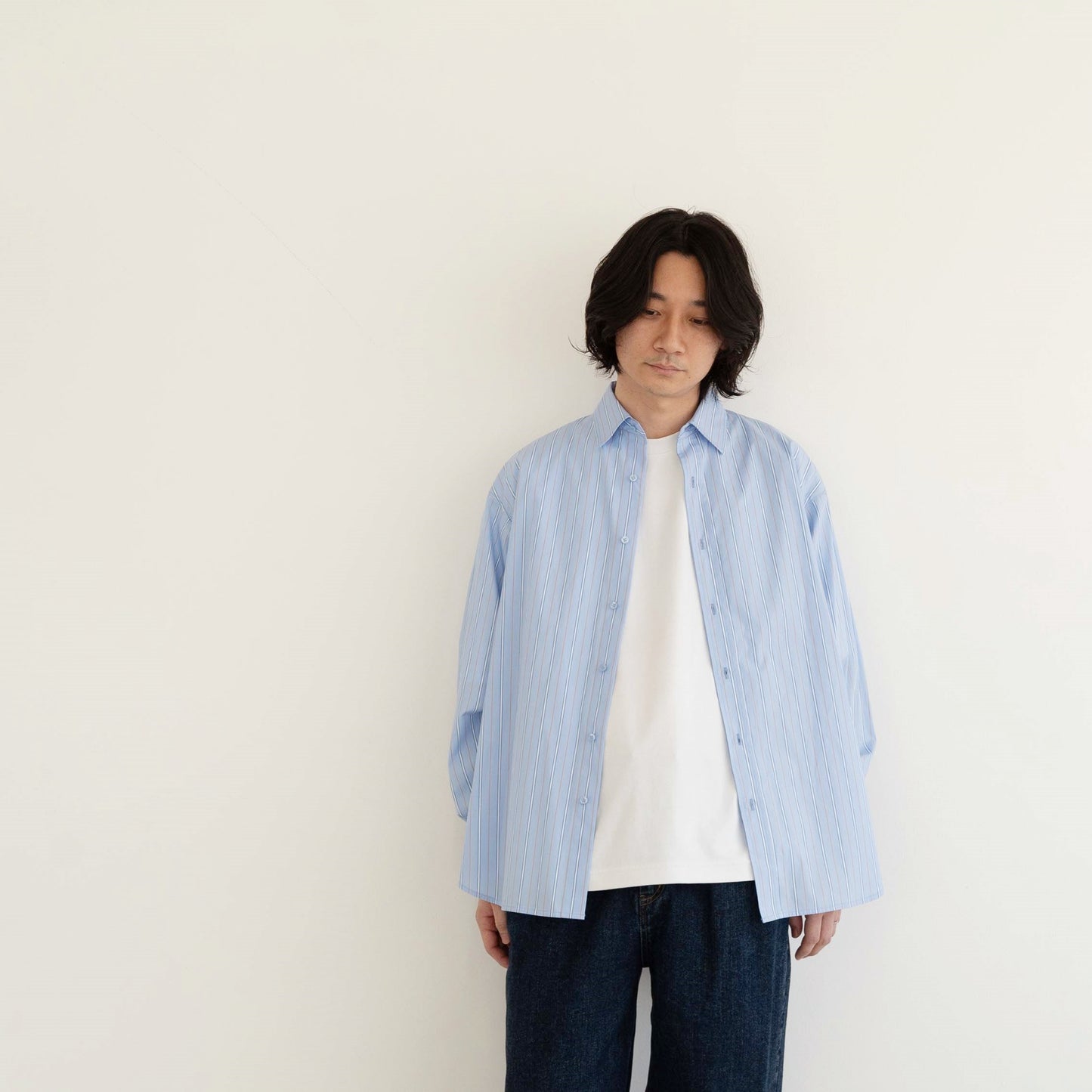 Silk protein processed striped oversized design shirt