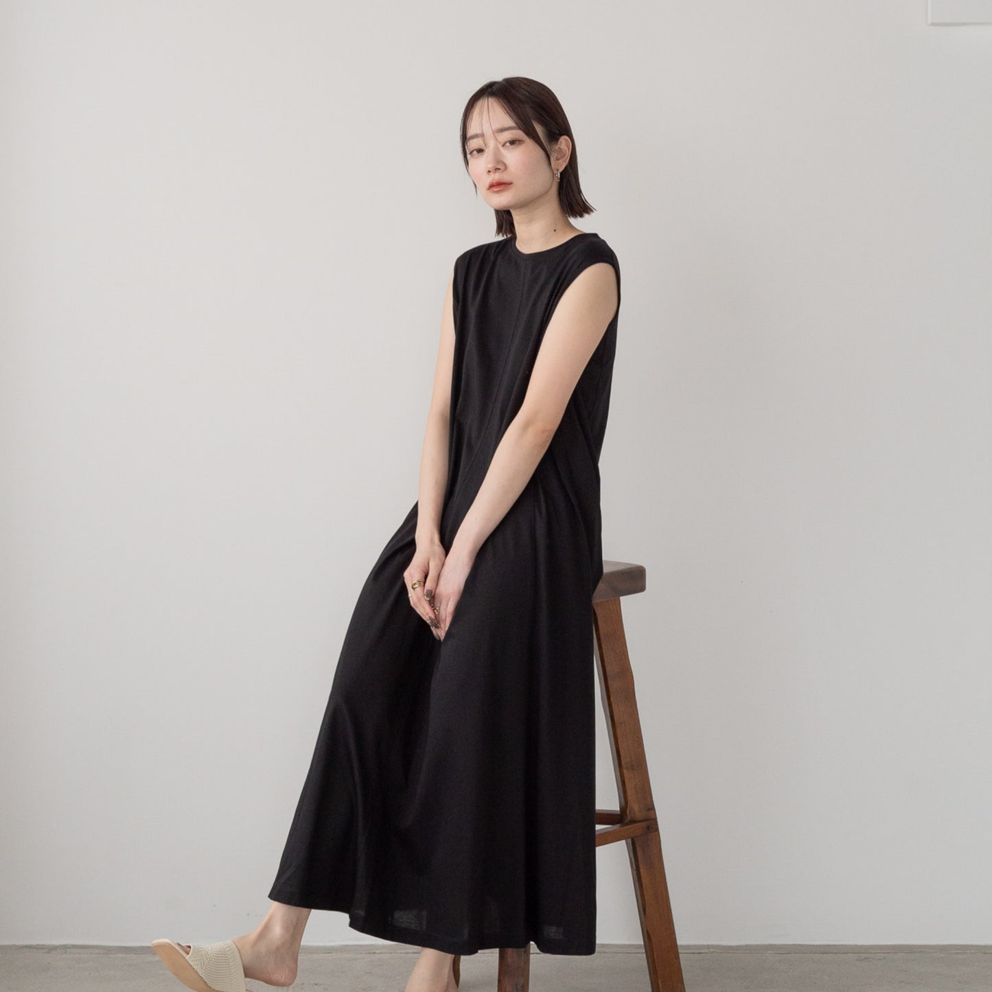 Silk-Finished Panel Flare One-Piece