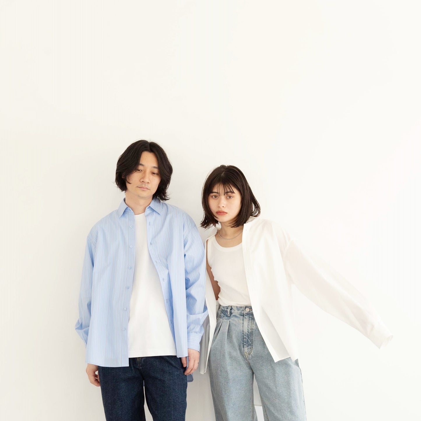 Silk protein processed striped oversized design shirt