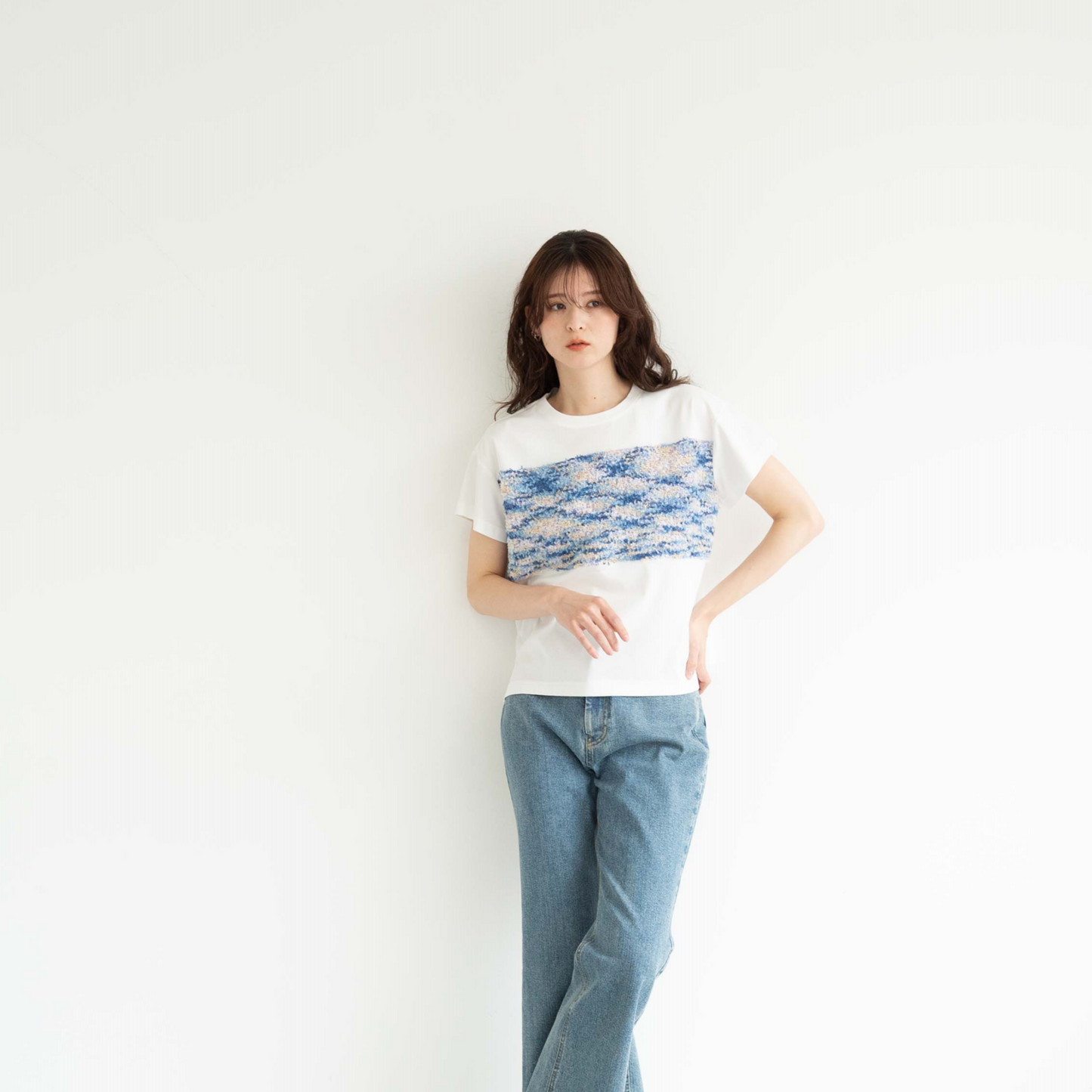 Fancy yarn splice T-shirt