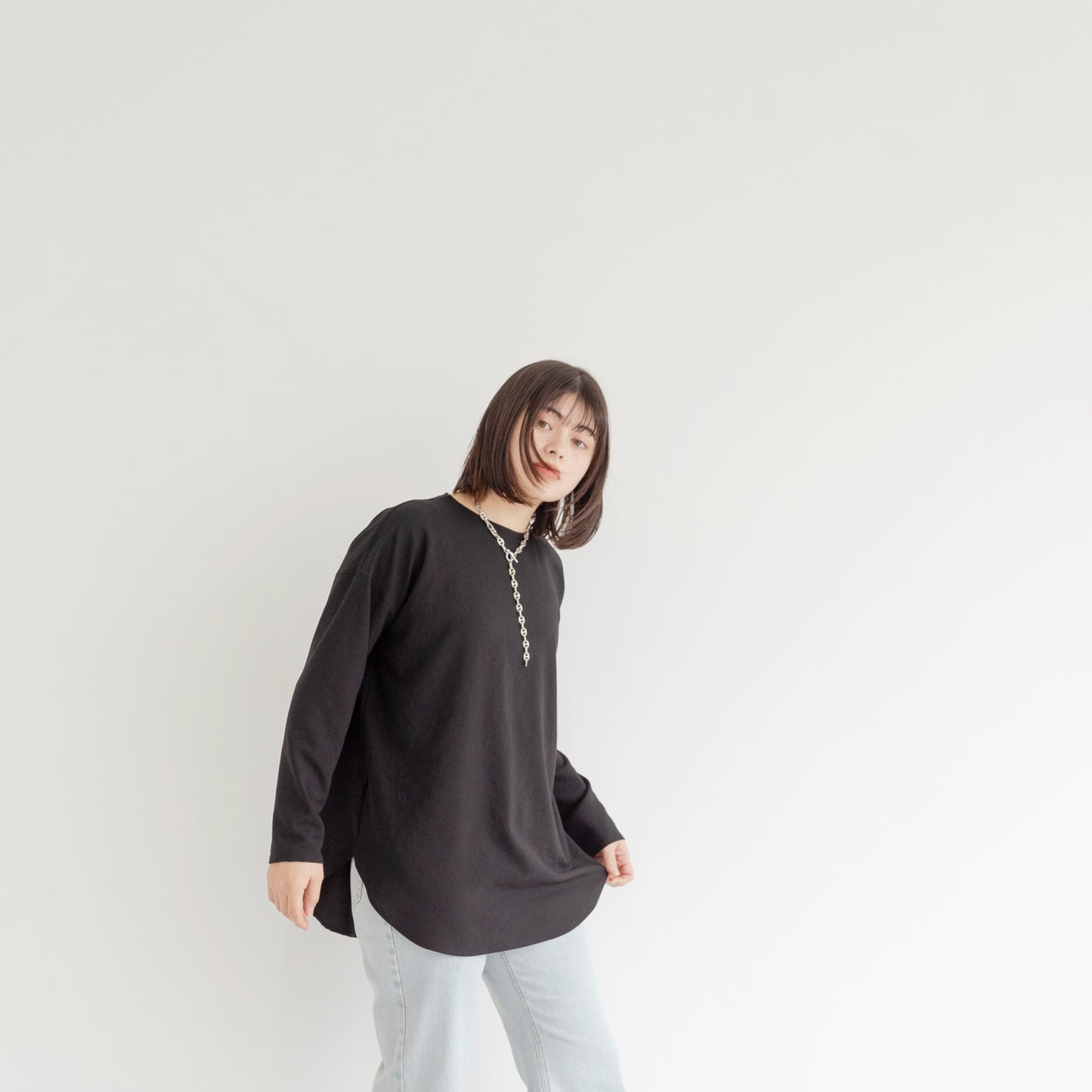 Nordis 2WAY dual-stretch woven crew neck long sleeve pullover