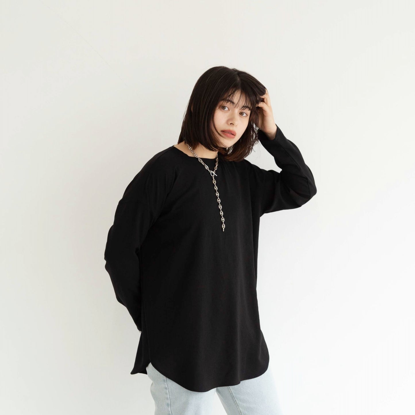 Nordis 2WAY dual-stretch woven crew neck long sleeve pullover