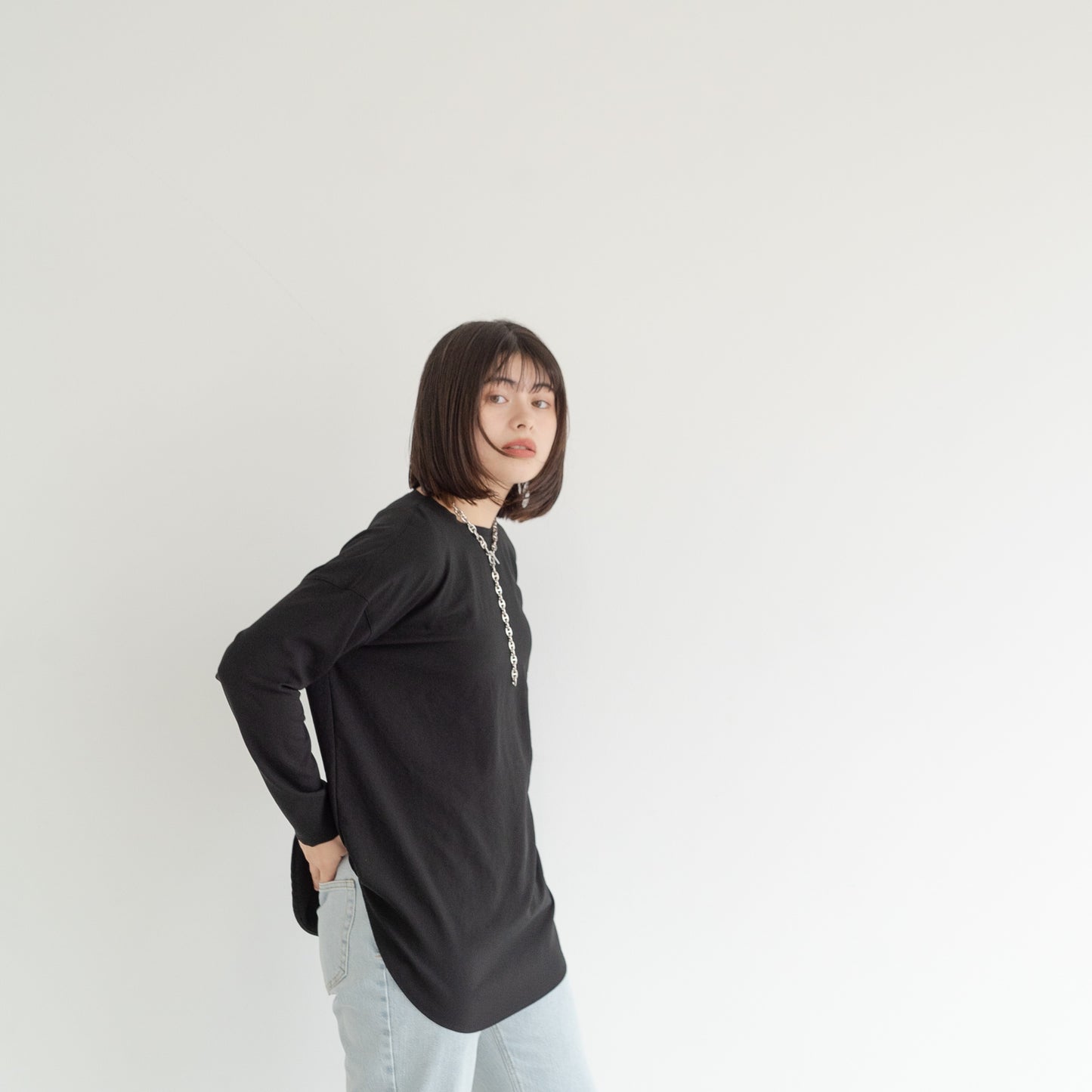 Nordis 2WAY dual-stretch woven crew neck long sleeve pullover