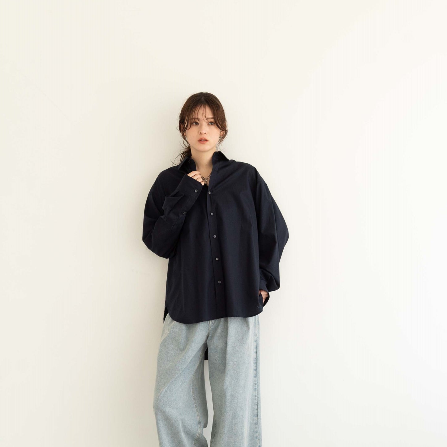 50s tightly woven Luftas and liquid ammonia processed pure cotton oversized design shirt