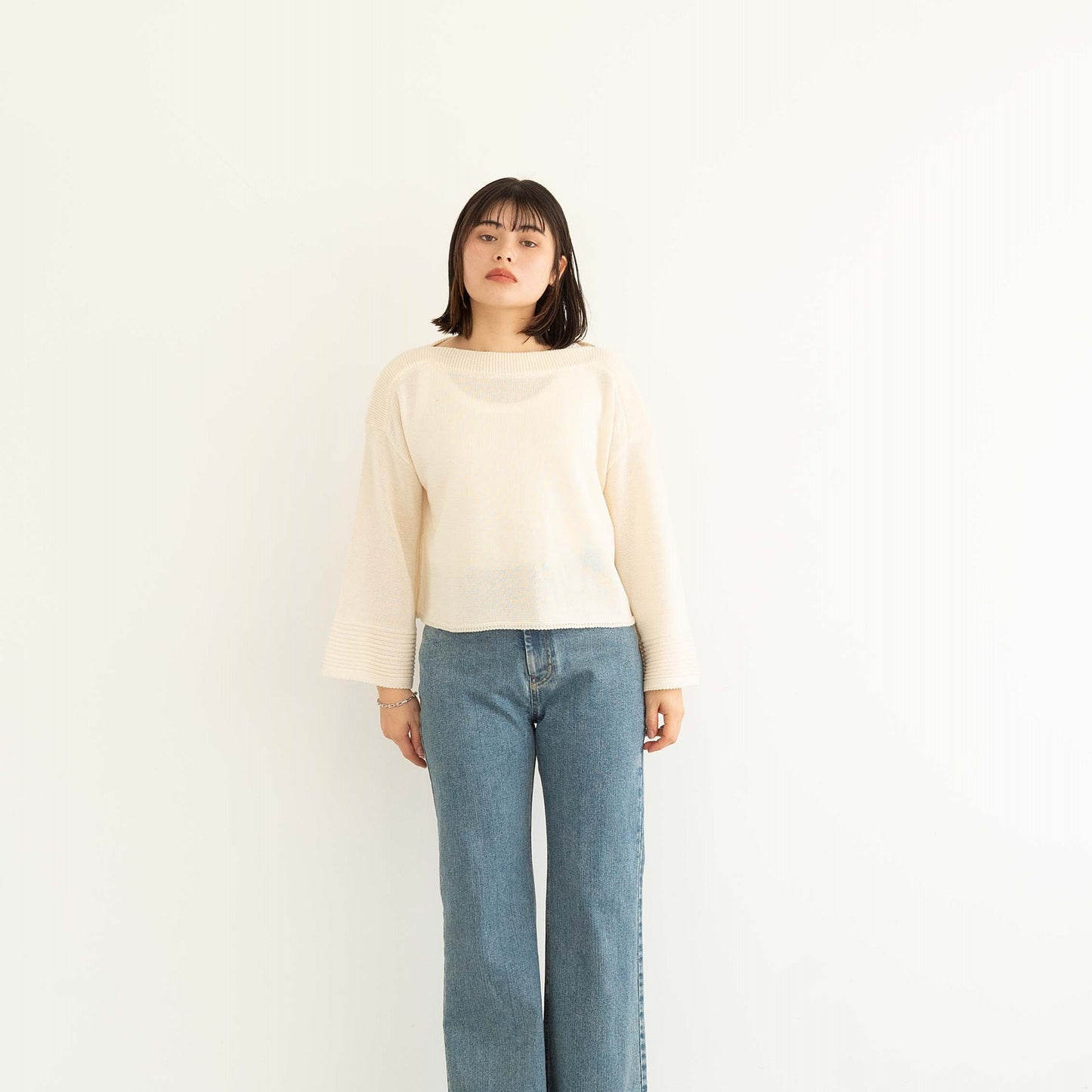 SHARLY CARN yarn cropped pullover knitted top