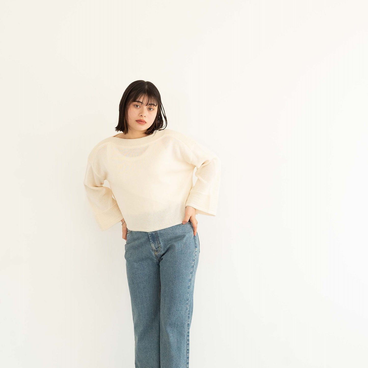 SHARLY CARN yarn cropped pullover knitted top
