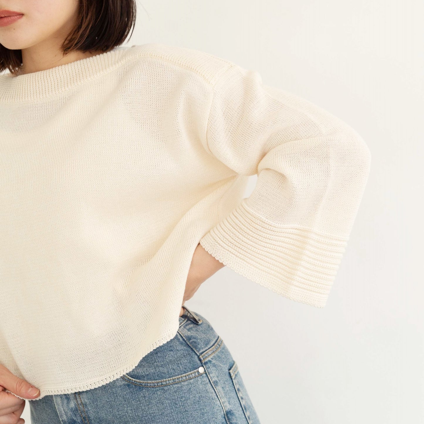 SHARLY CARN yarn cropped pullover knitted top