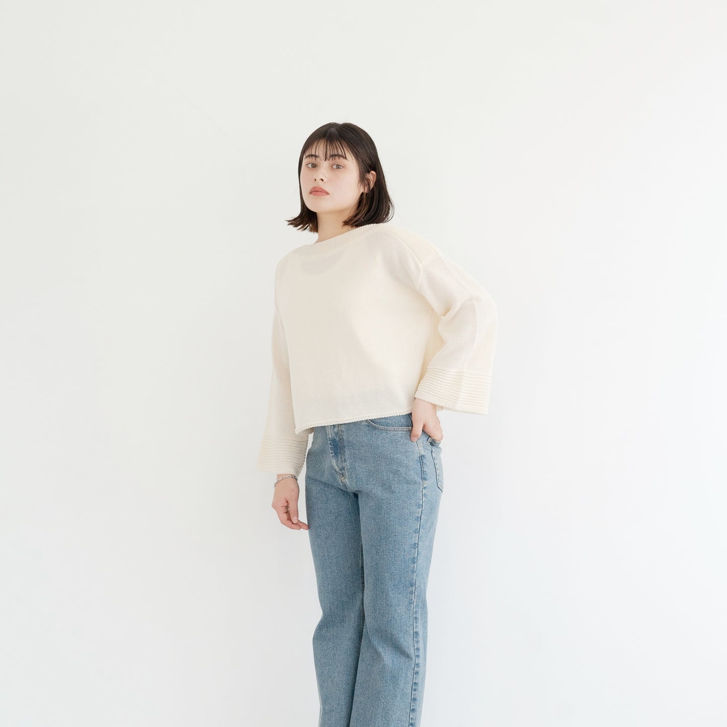 SHARLY CARN yarn cropped pullover knitted top