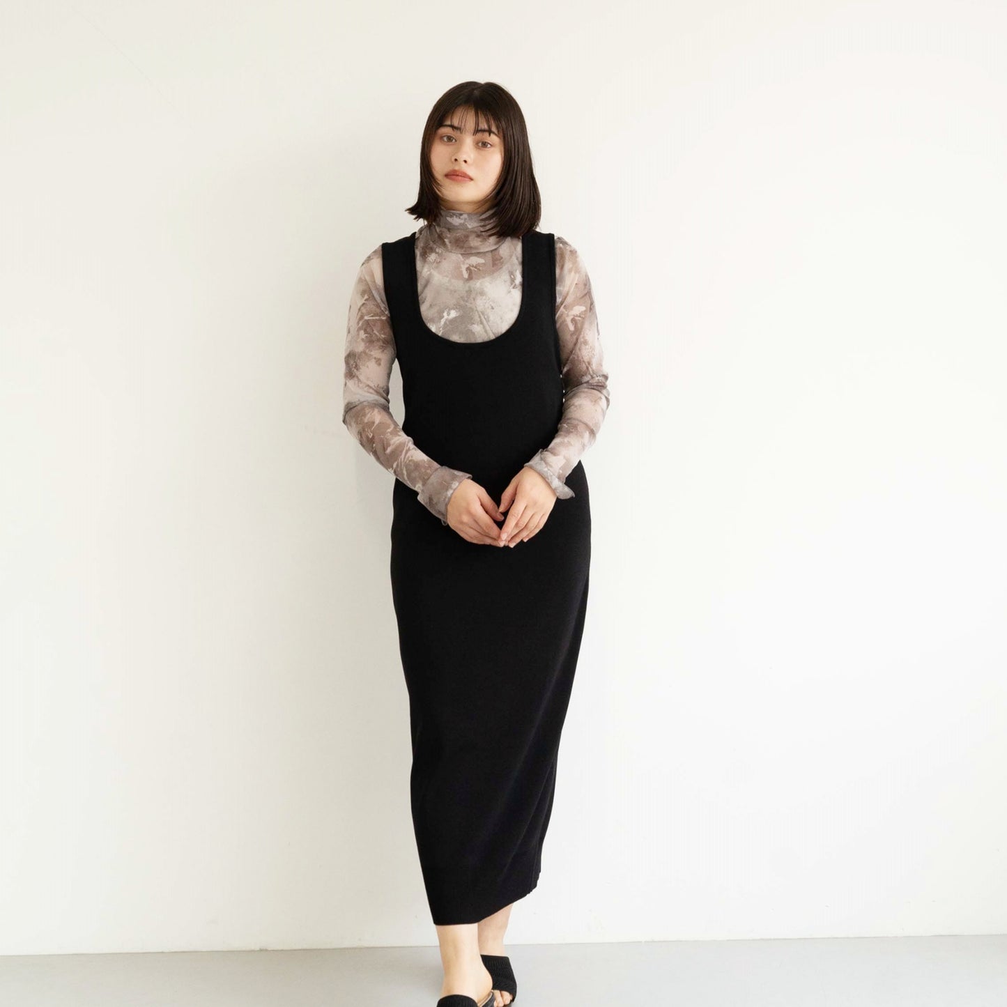 14G fine ribbed knitted dress