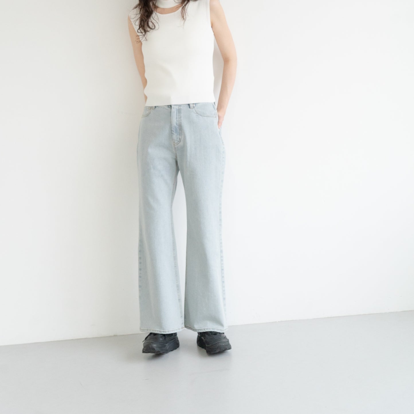 KAIHARA DENIM denim half flare pants