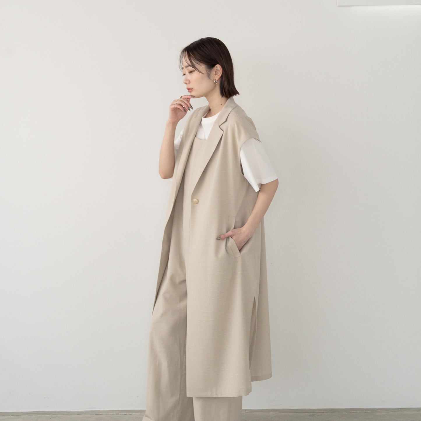 Chambray Polyester Gilet Vest