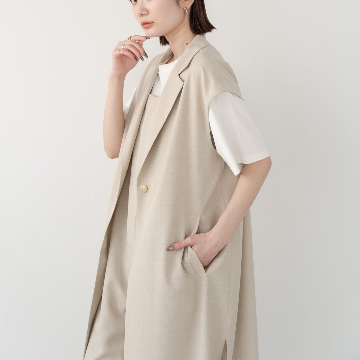 Chambray Polyester Gilet Vest
