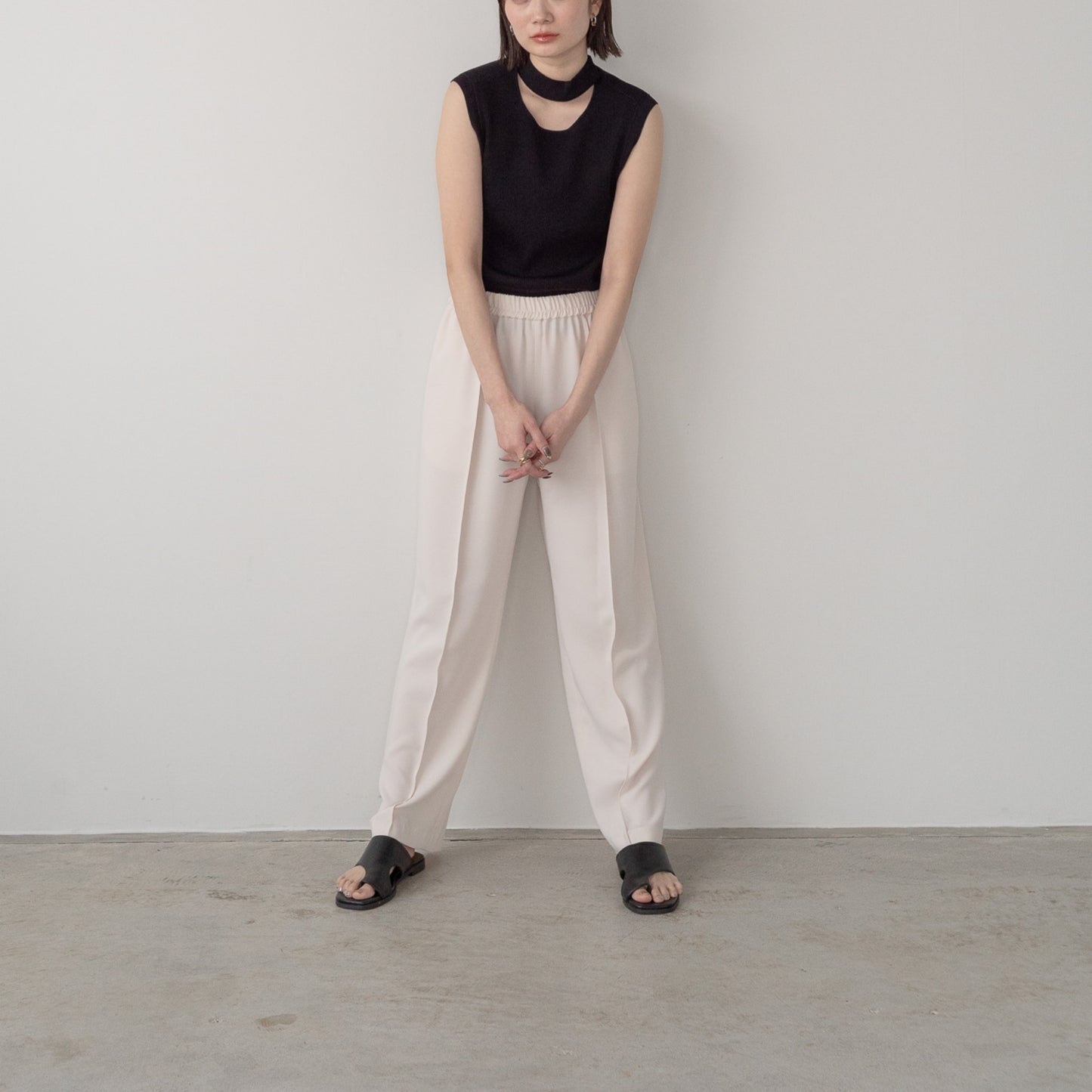 100% polyester double stretch pintuck pants