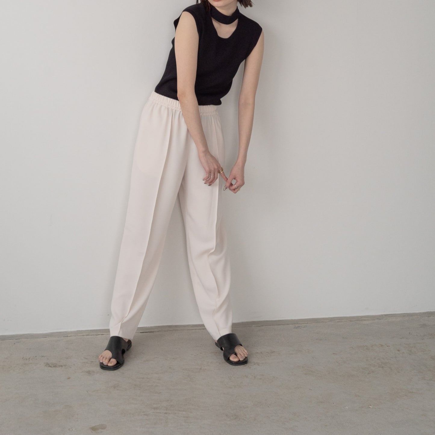 100% polyester double stretch pintuck pants