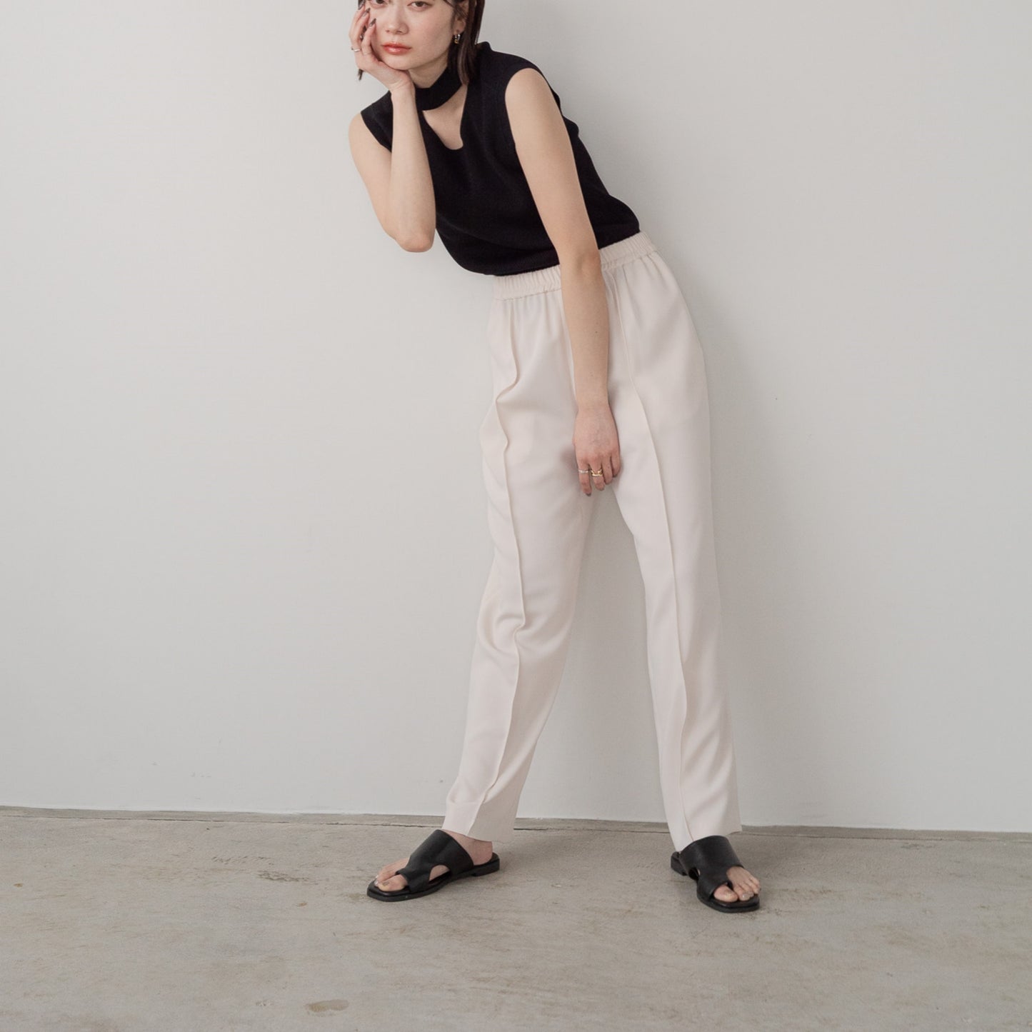 100% polyester double stretch pintuck pants