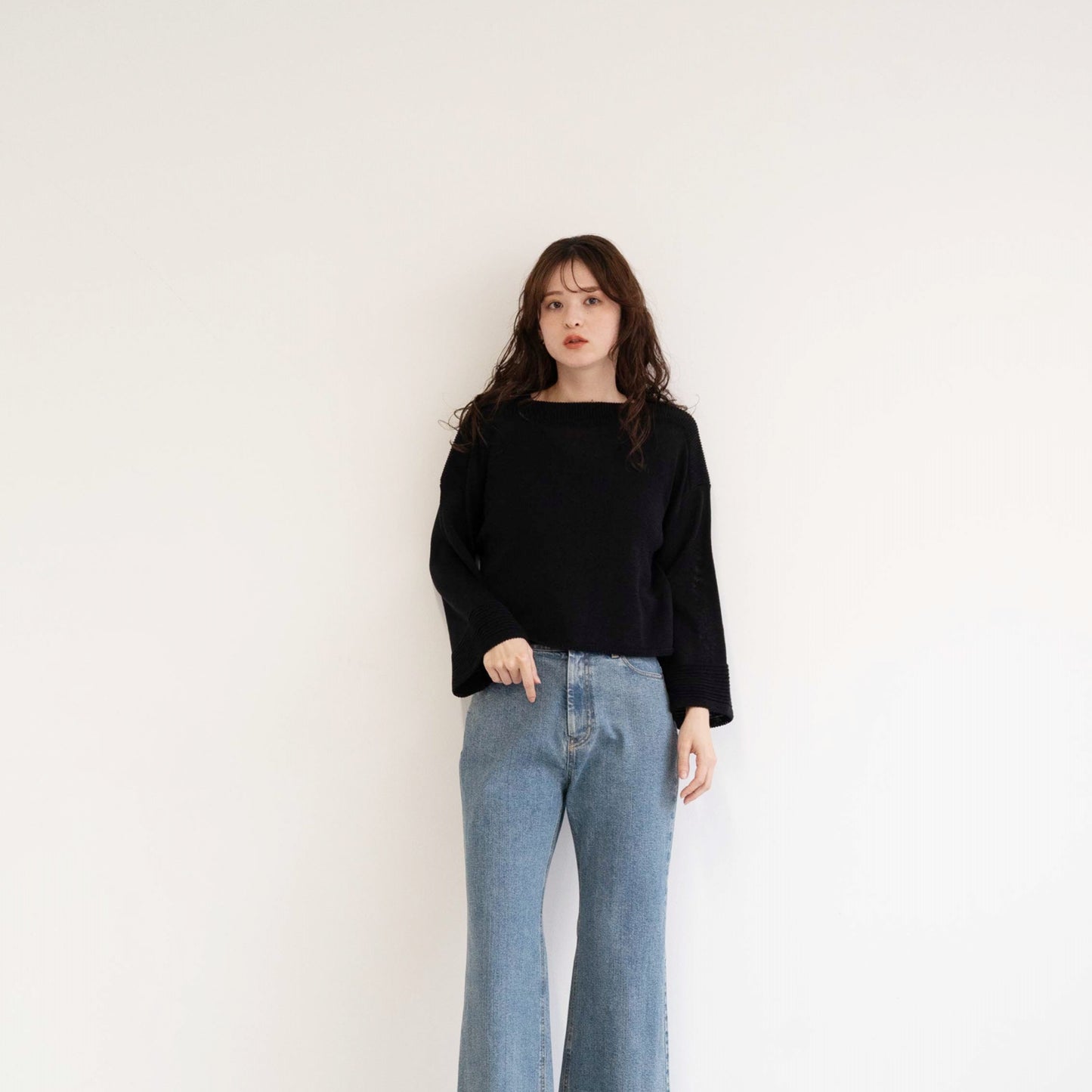 SHARLY CARN yarn cropped pullover knitted top