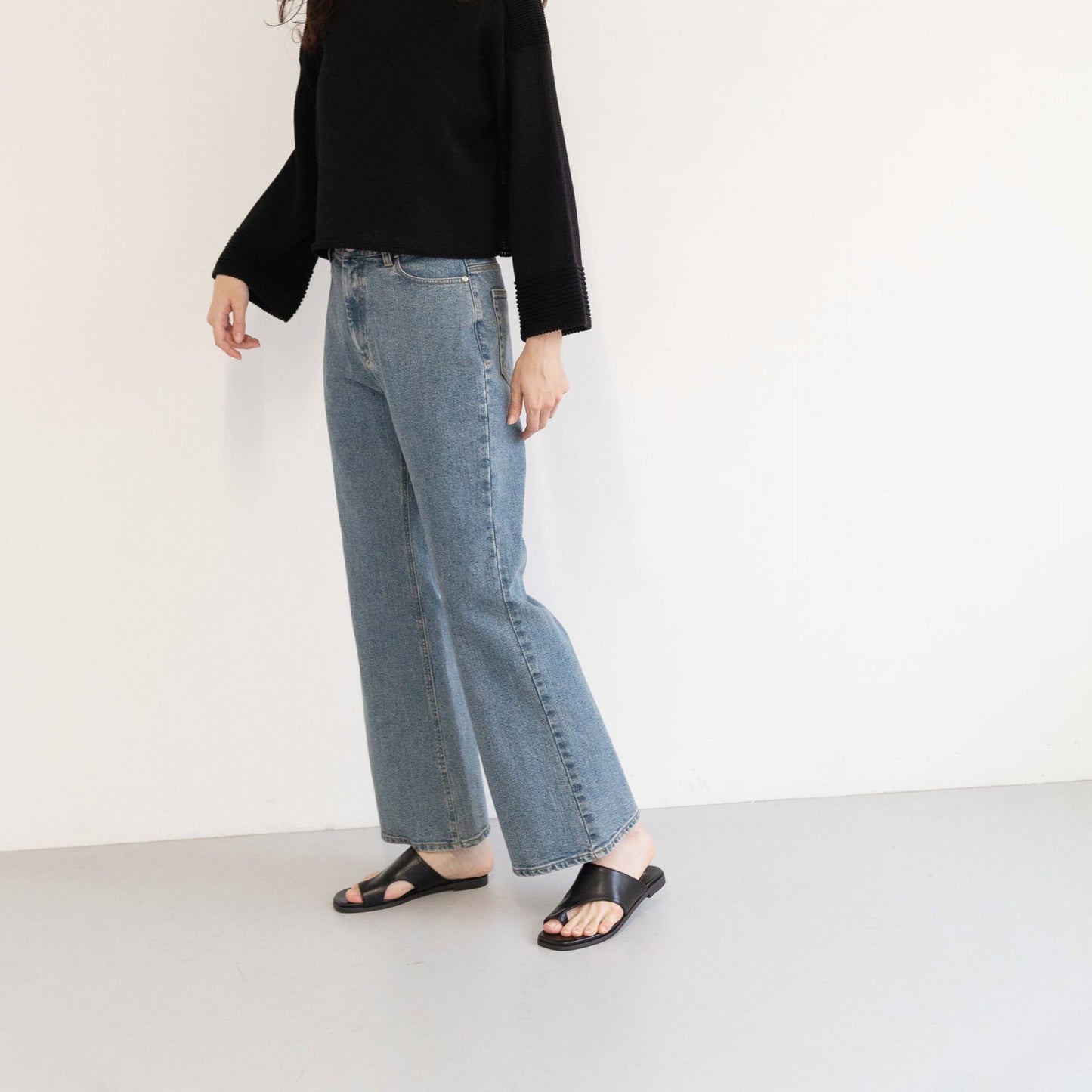 KAIHARA DENIM denim half flare pants