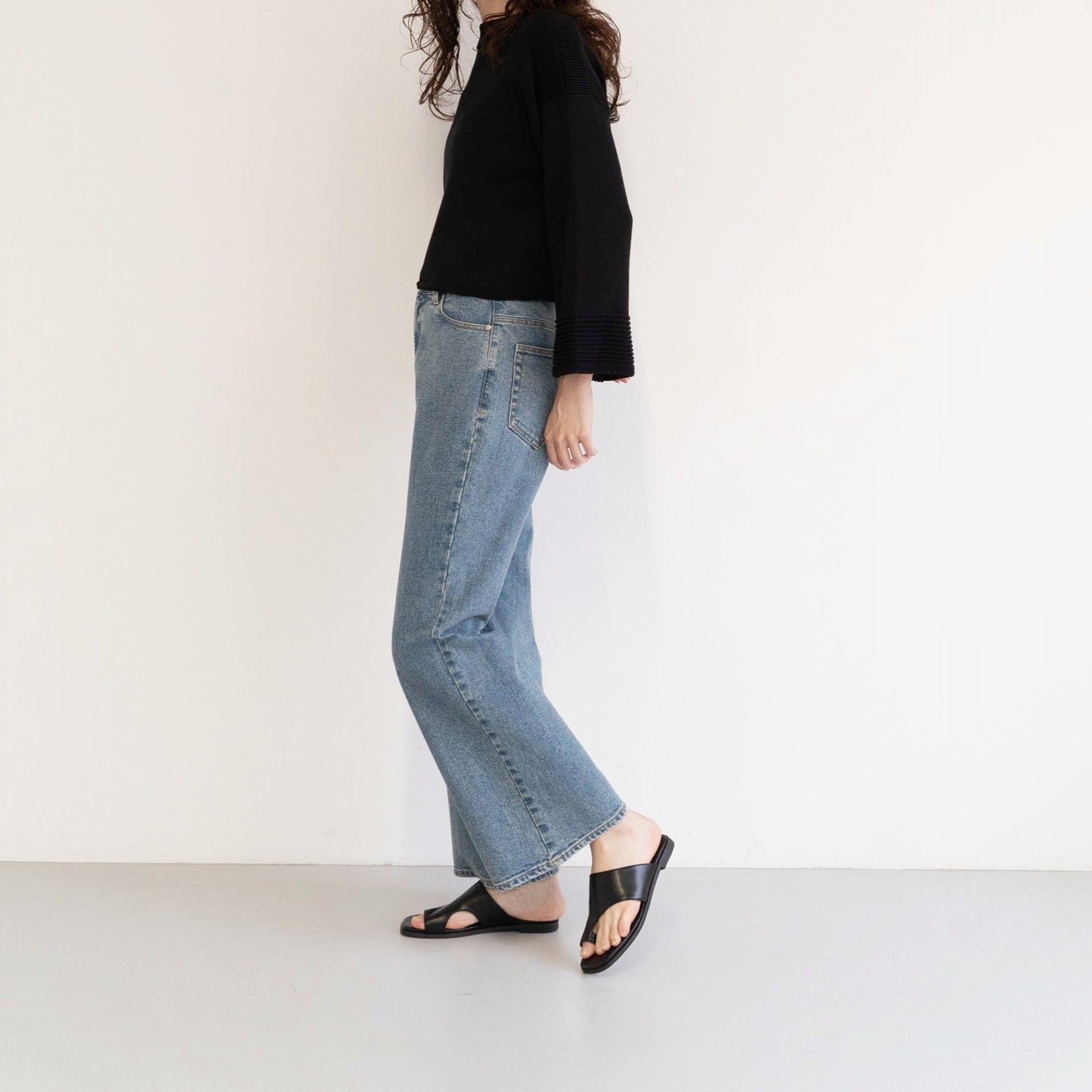 KAIHARA DENIM denim half flare pants