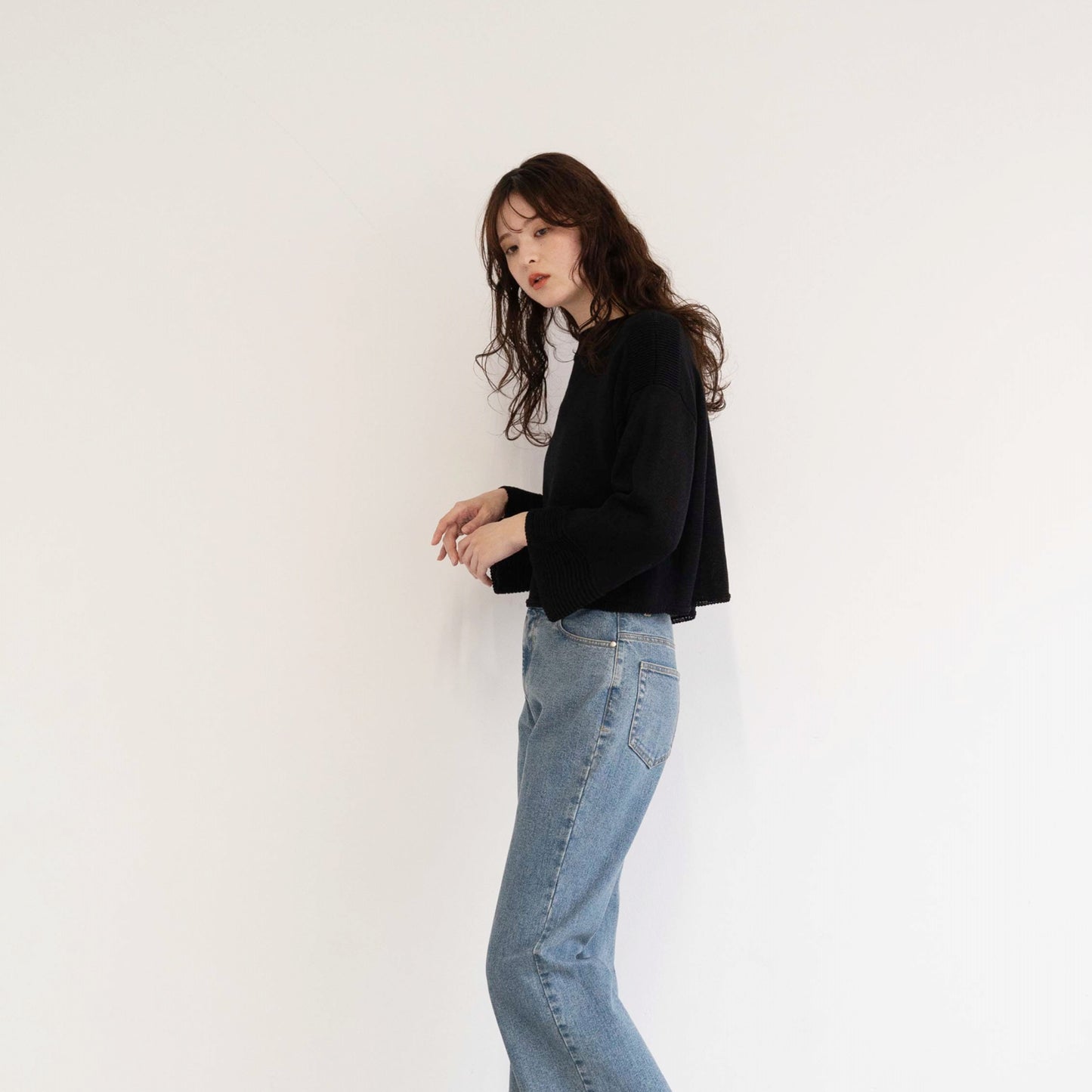 SHARLY CARN yarn cropped pullover knitted top