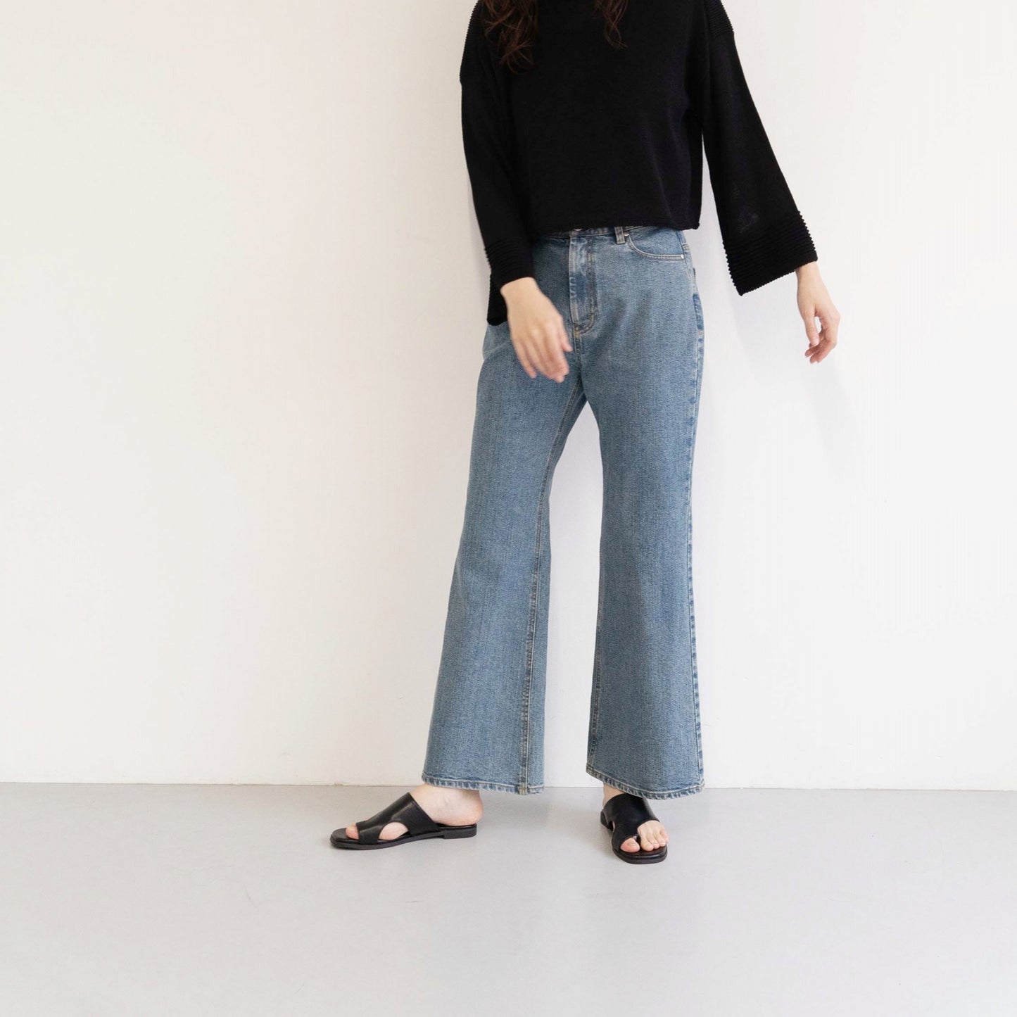 KAIHARA DENIM denim half flare pants