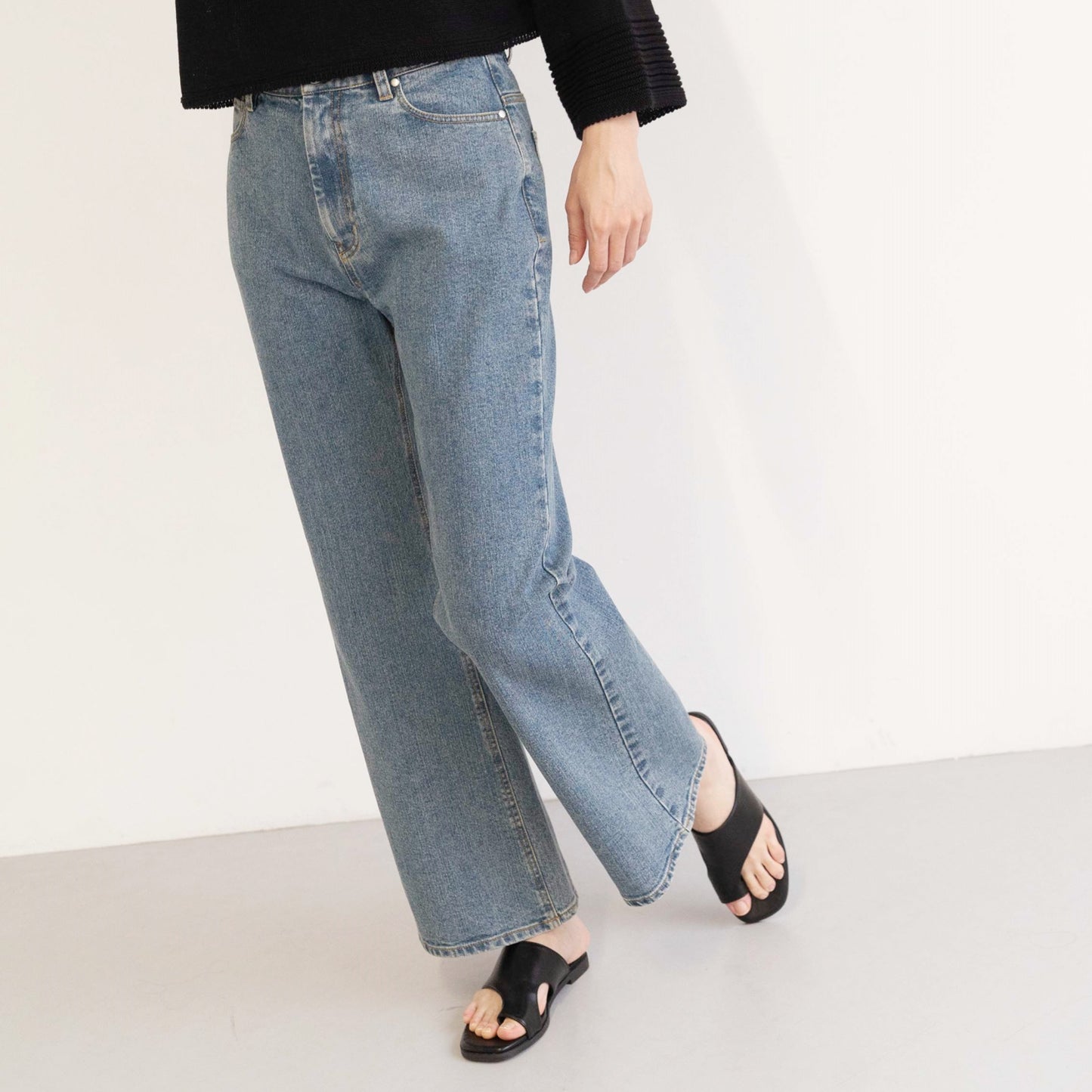 KAIHARA DENIM denim half flare pants