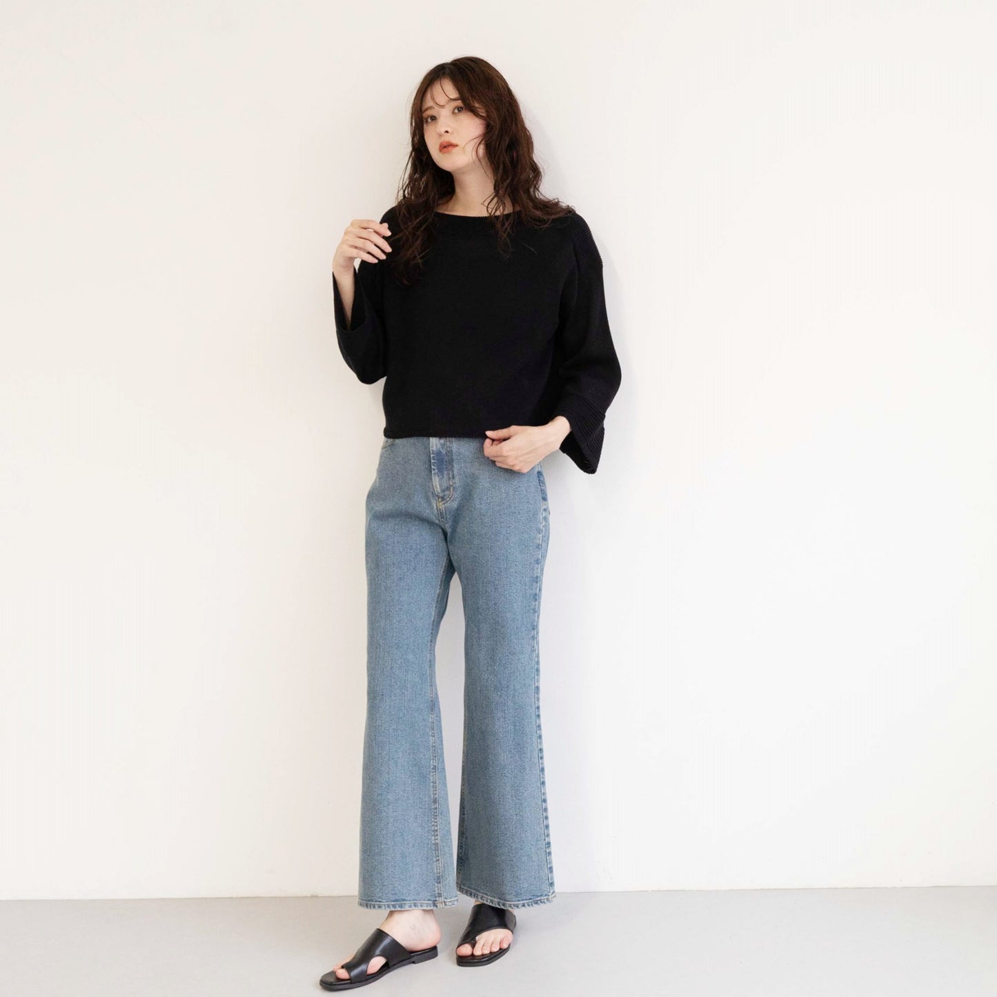 SHARLY CARN yarn cropped pullover knitted top