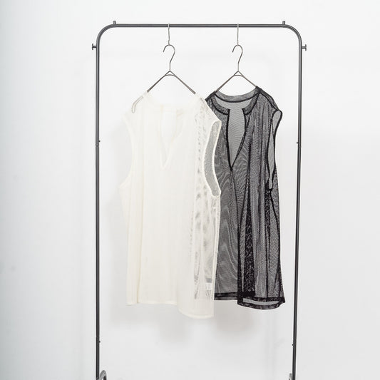 Mesh knitted lace loose tank top