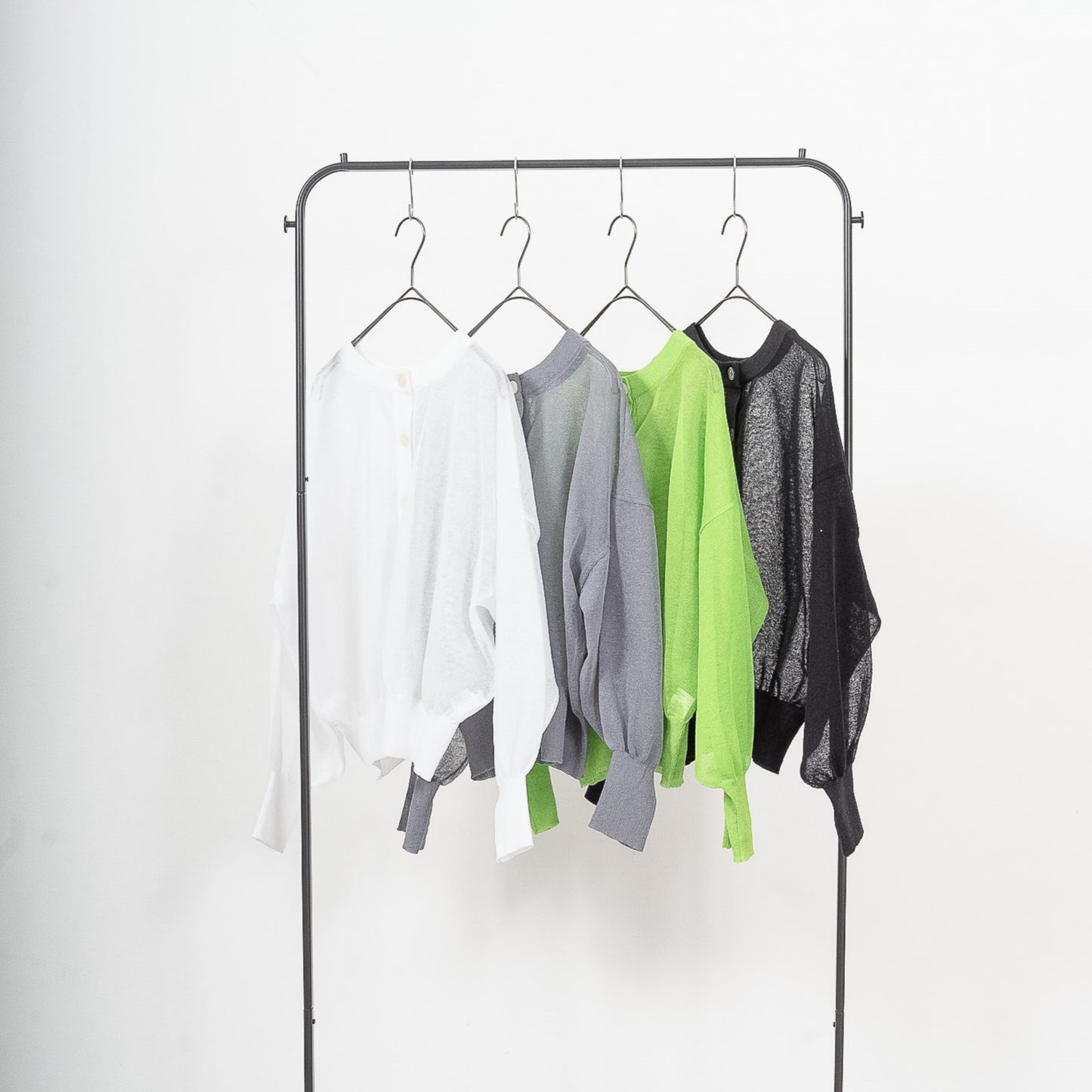 Crew neck semi-sheer knitted cardigan