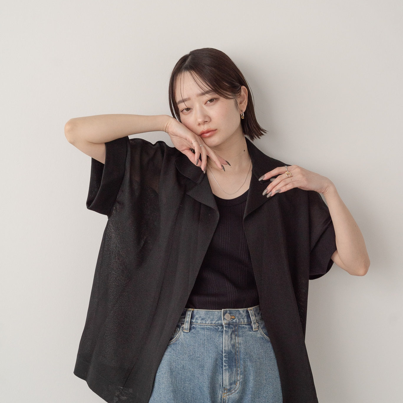 14G Sheer Lame Collar Vest