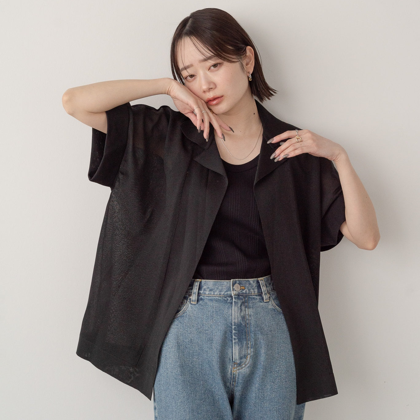 14G Sheer Lame Collar Vest