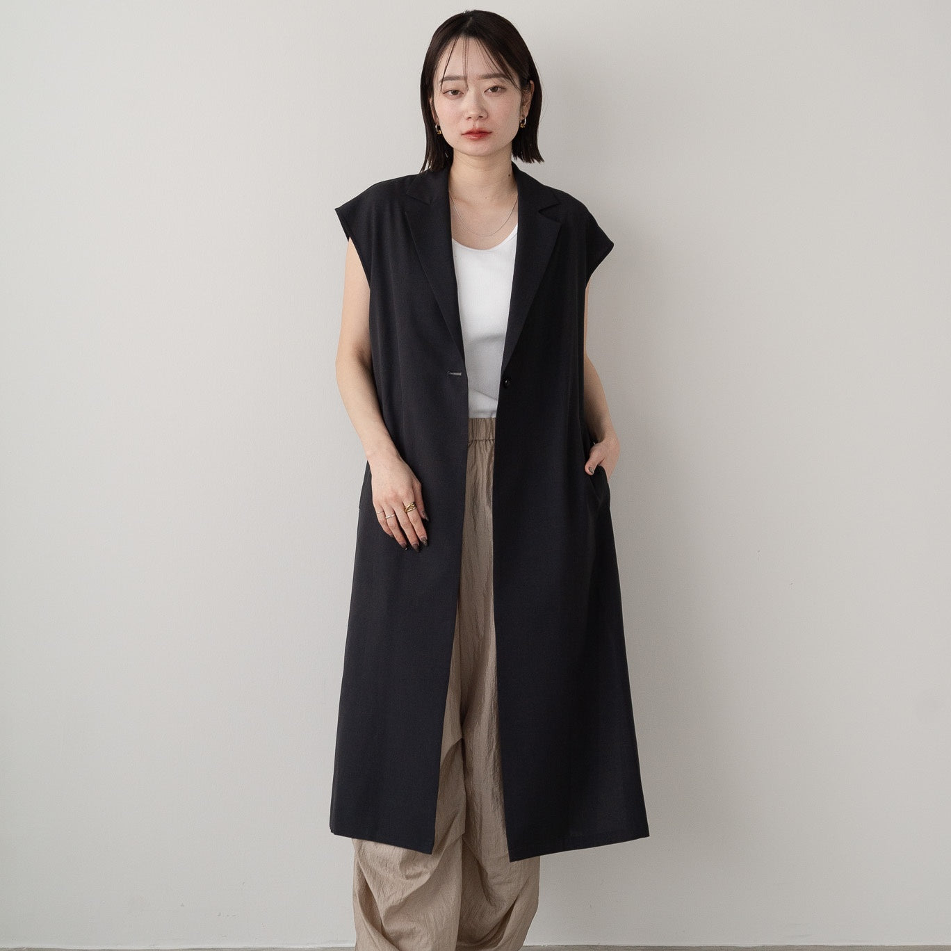 Chambray Polyester Gilet Vest