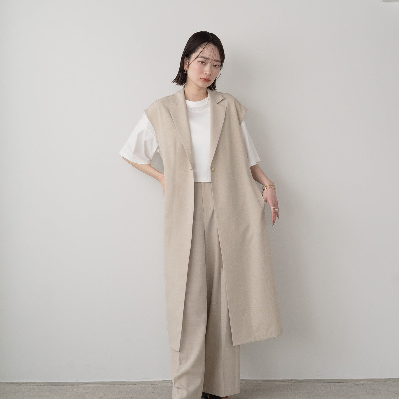 Chambray Polyester Gilet Vest