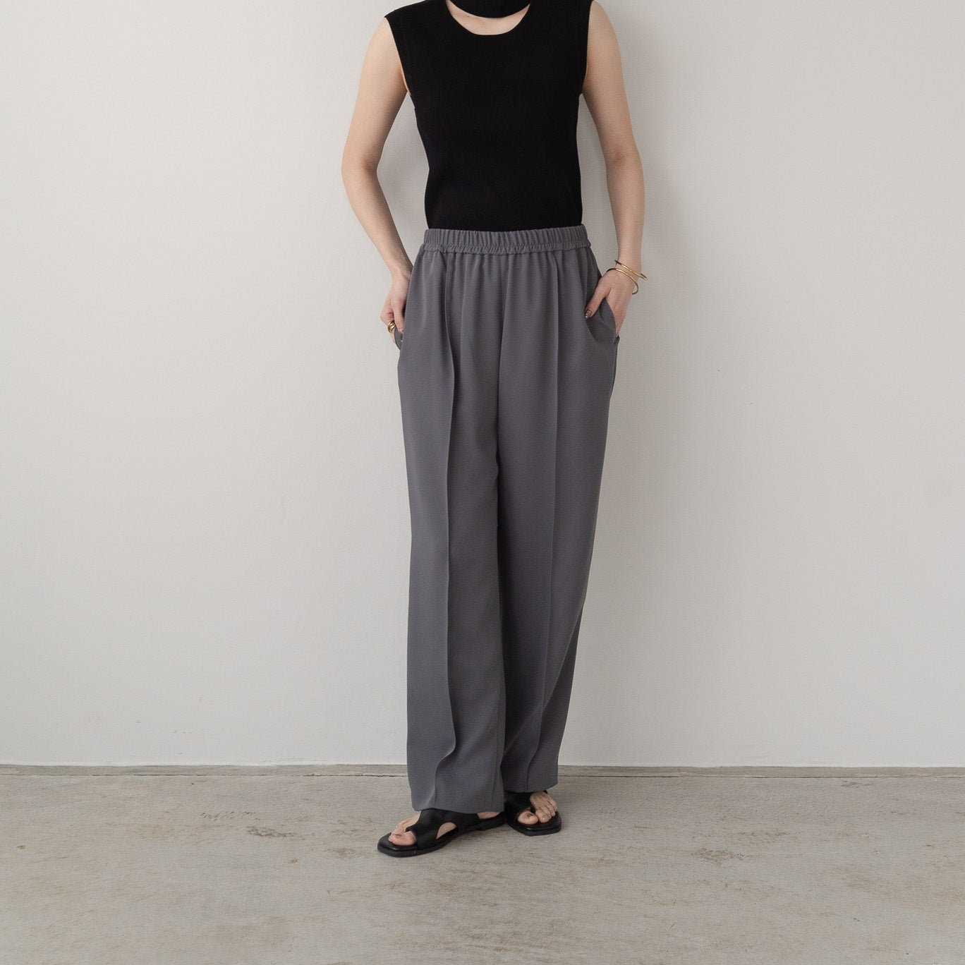 100% polyester double stretch pintuck pants
