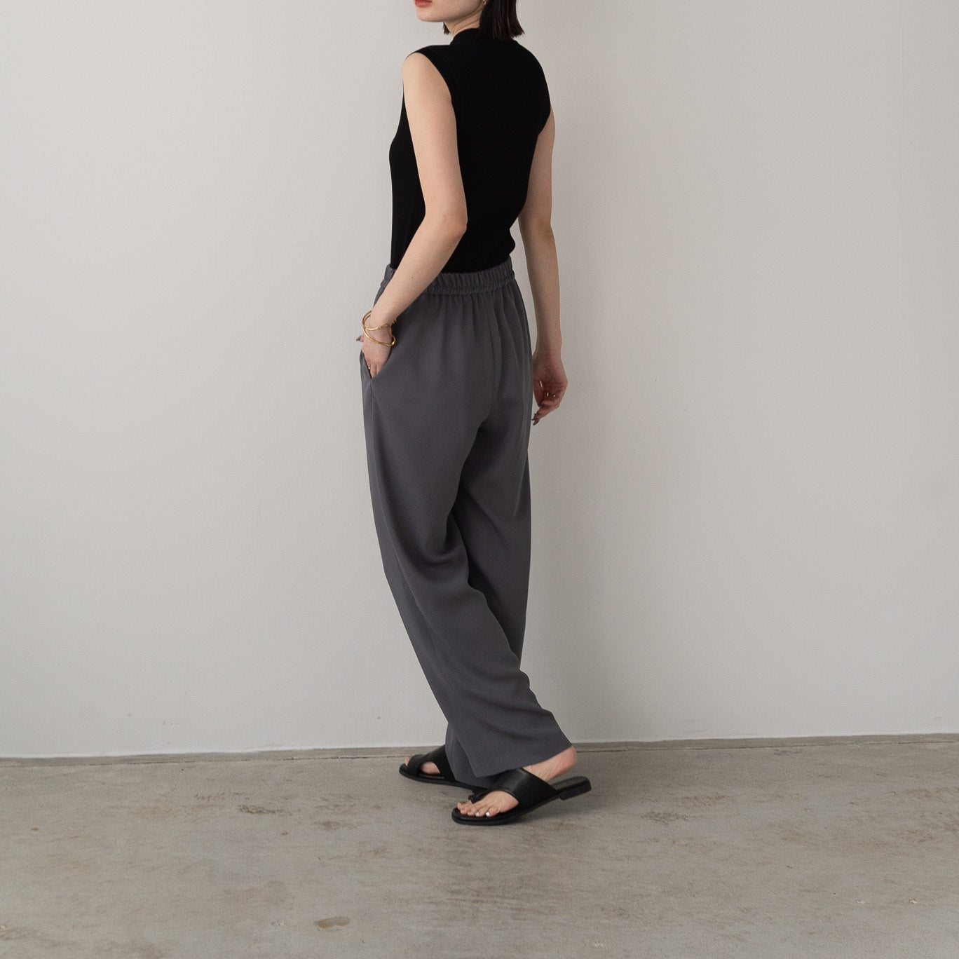 100% polyester double stretch pintuck pants