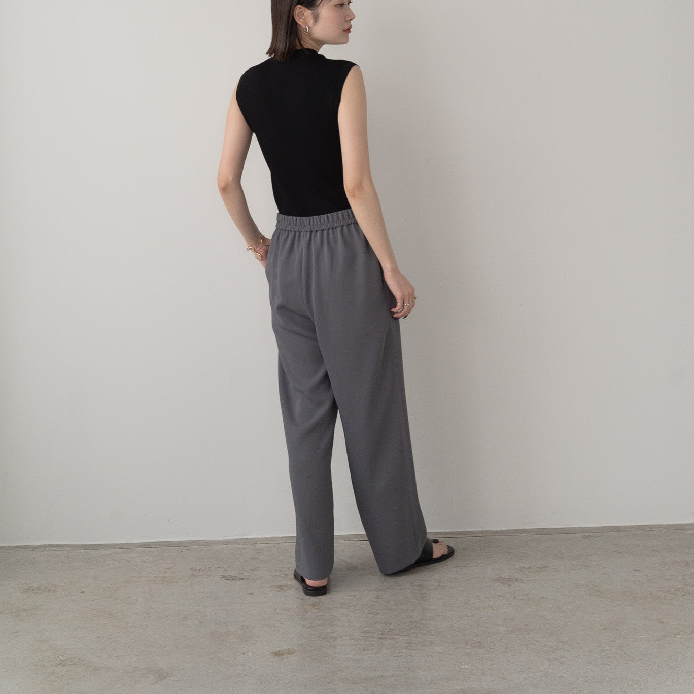 100% polyester double stretch pintuck pants