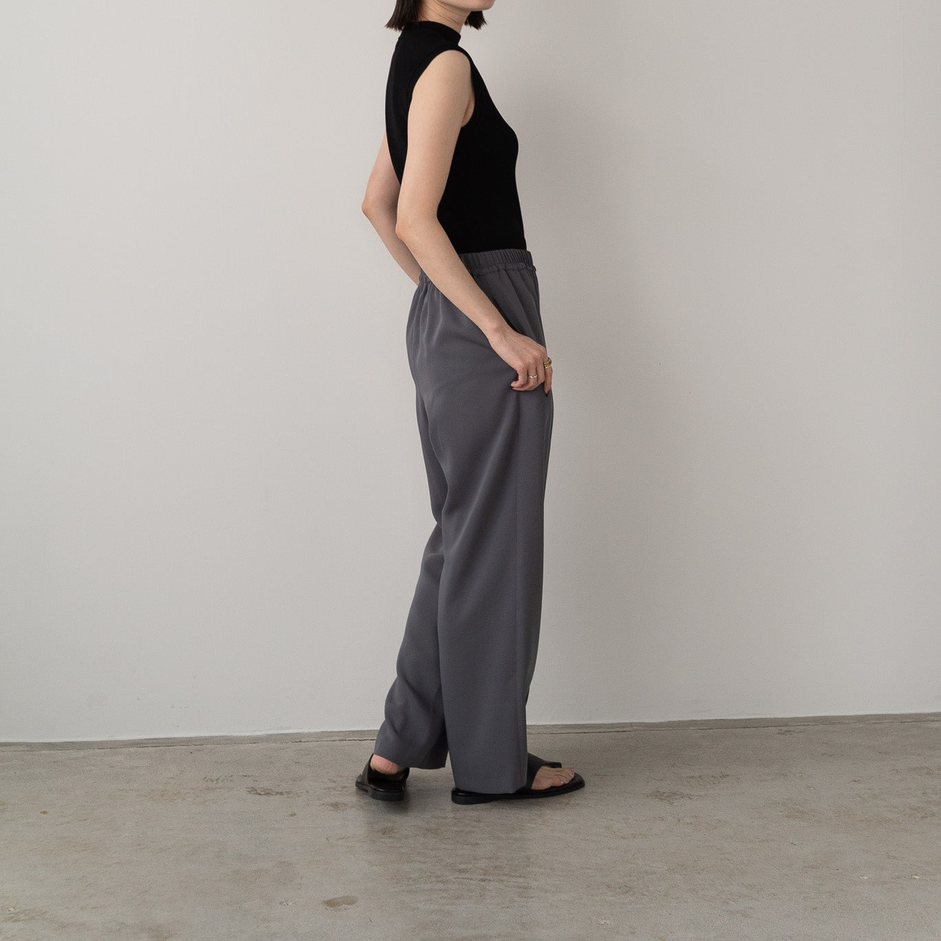 100% polyester double stretch pintuck pants