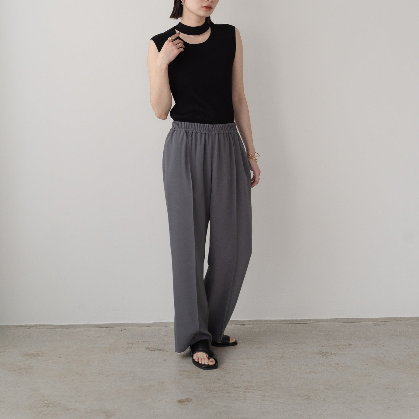 100% polyester double stretch pintuck pants