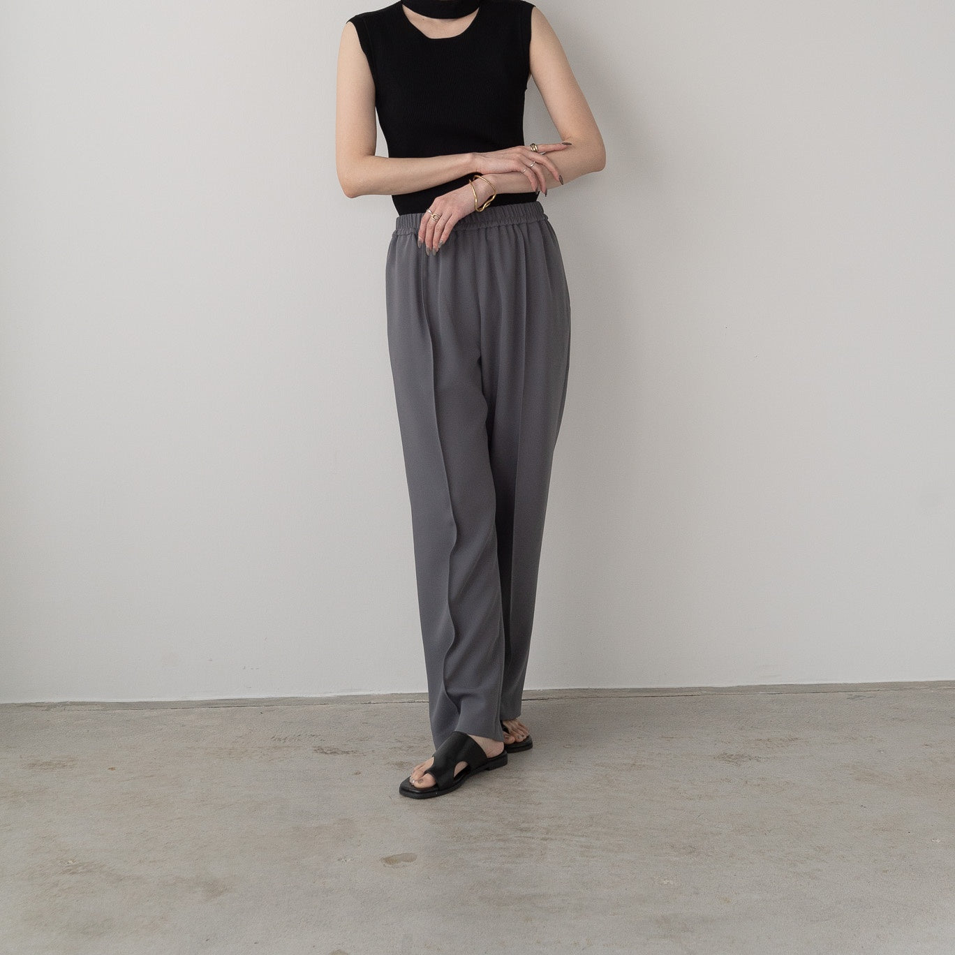 100% polyester double stretch pintuck pants