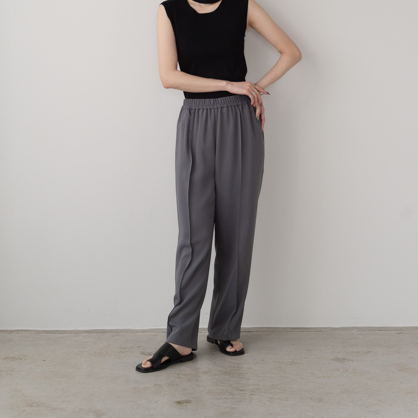 100% polyester double stretch pintuck pants