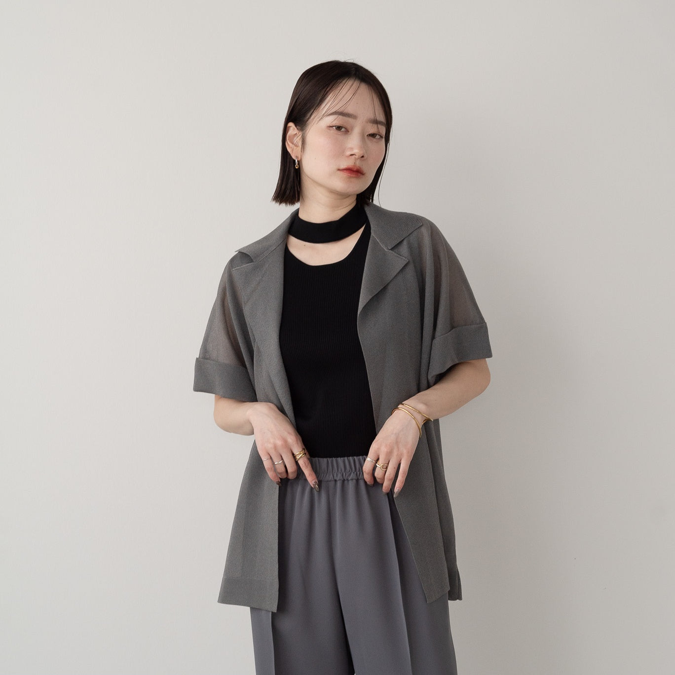 14G Sheer Lame Collar Vest