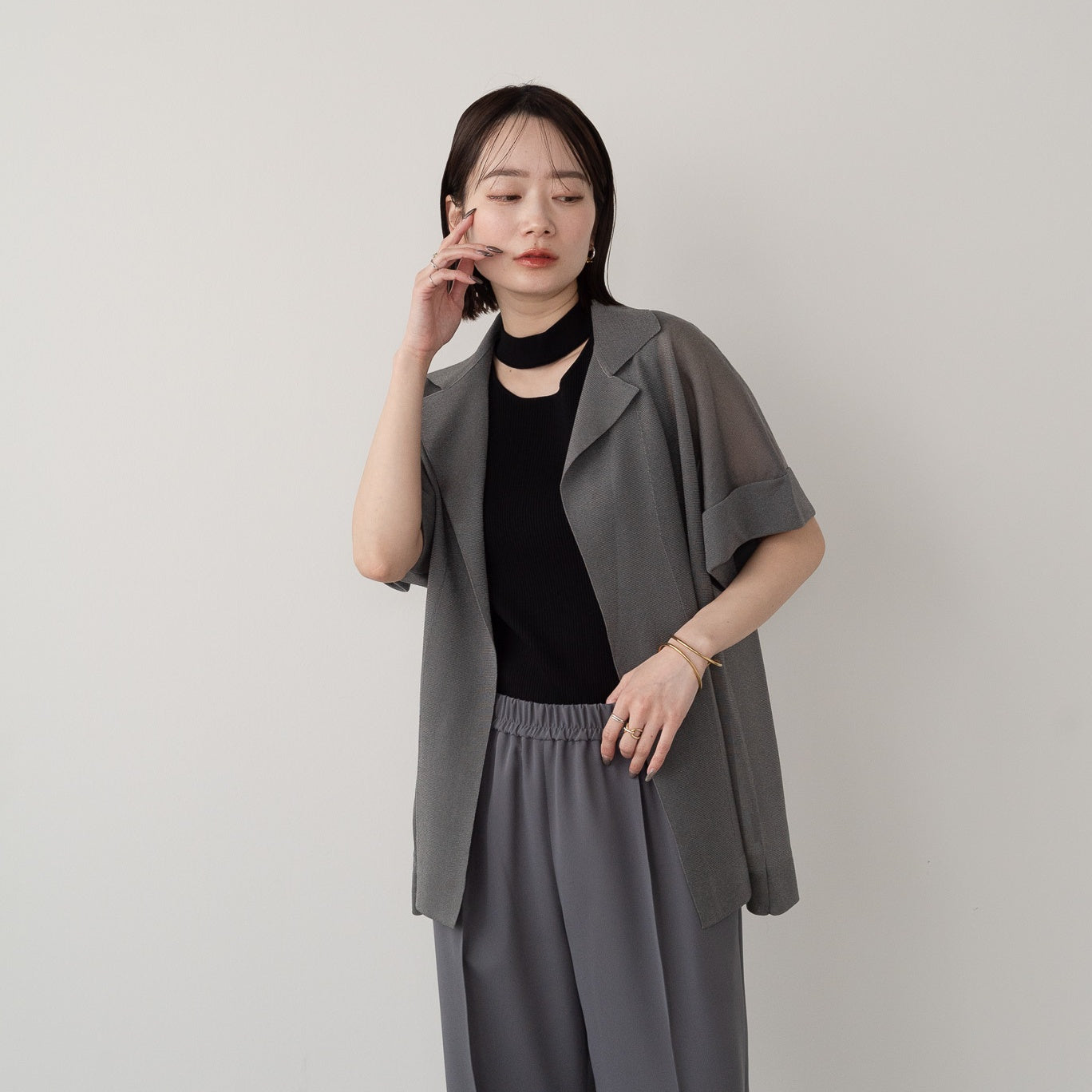 14G Sheer Lame Collar Vest