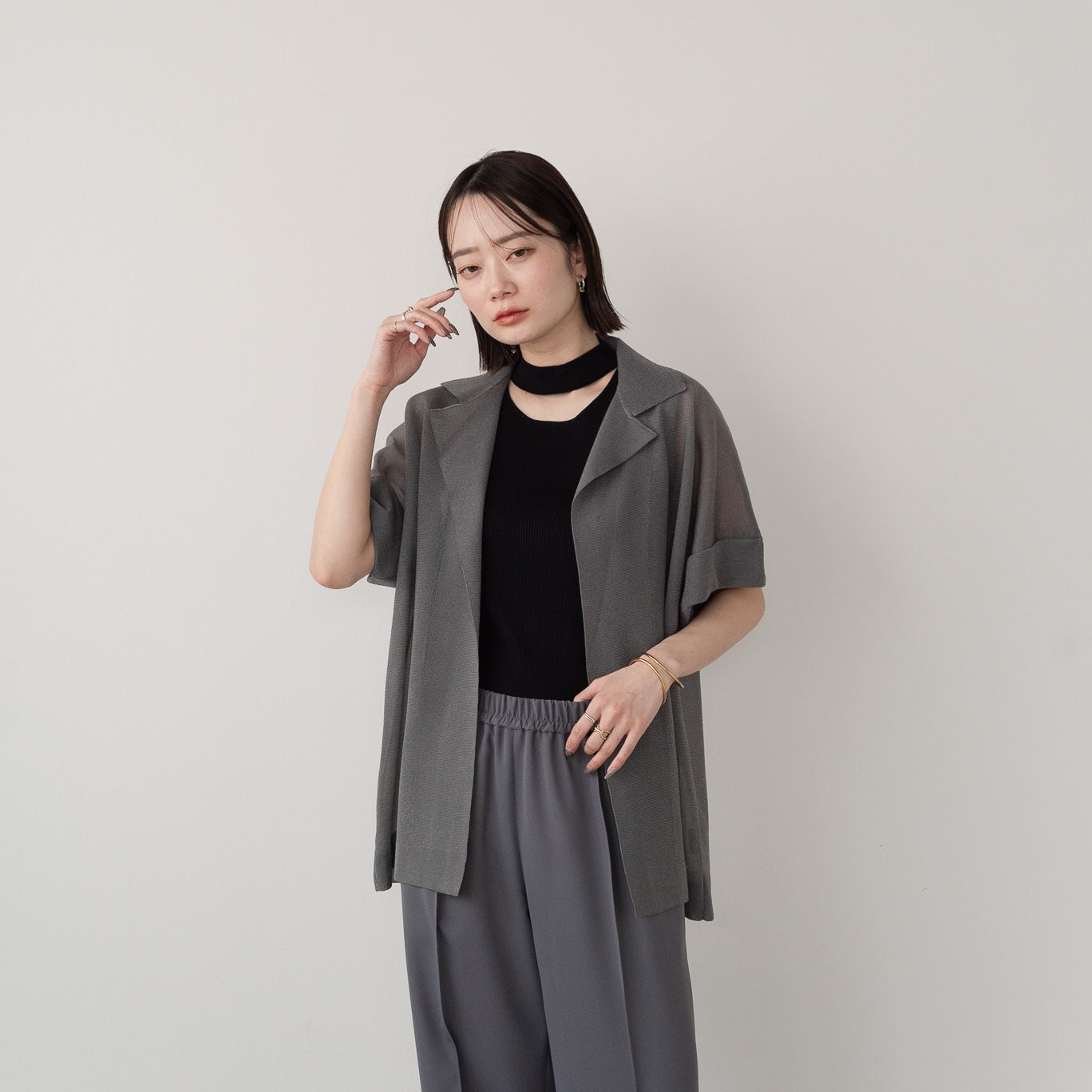 14G Sheer Lame Collar Vest