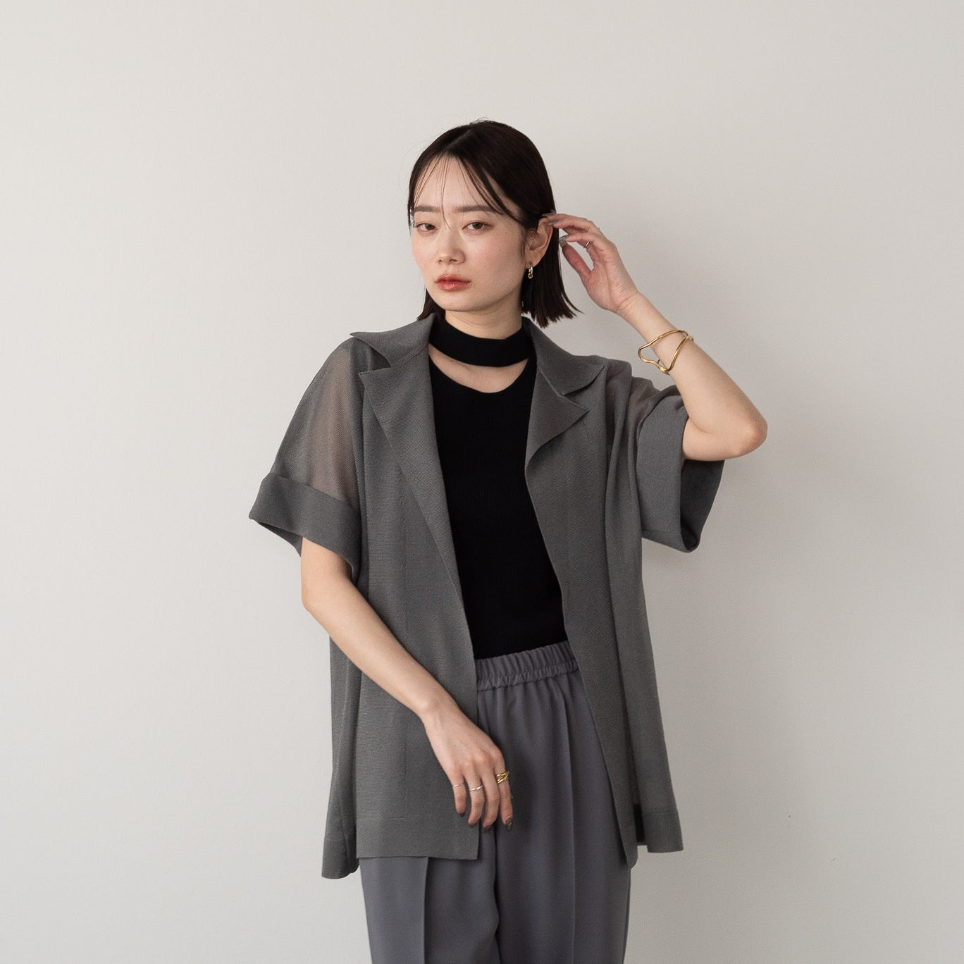 14G Sheer Lame Collar Vest