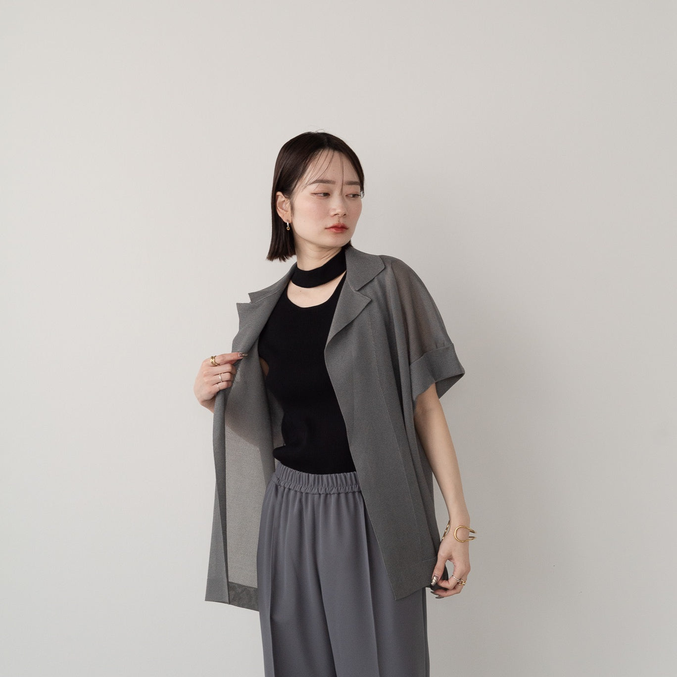 14G Sheer Lame Collar Vest