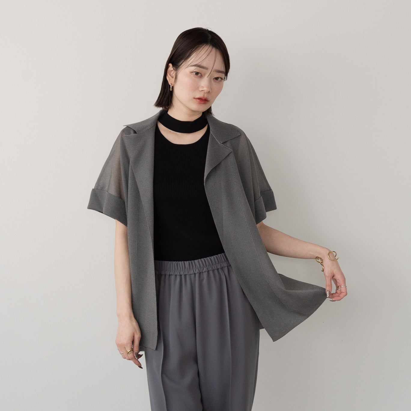 14G Sheer Lame Collar Vest